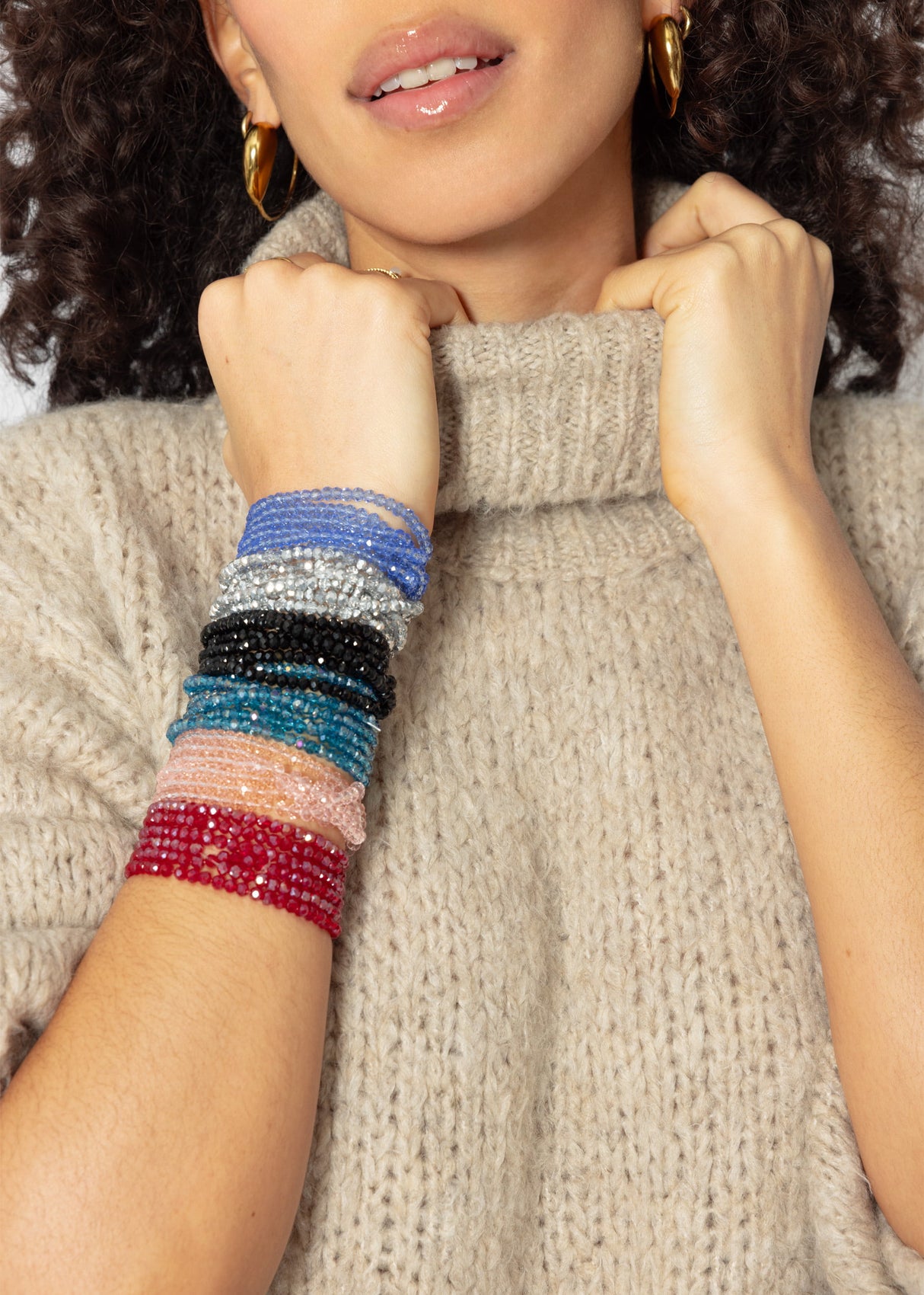 Multi-row pearl bracelet - cobalt blue