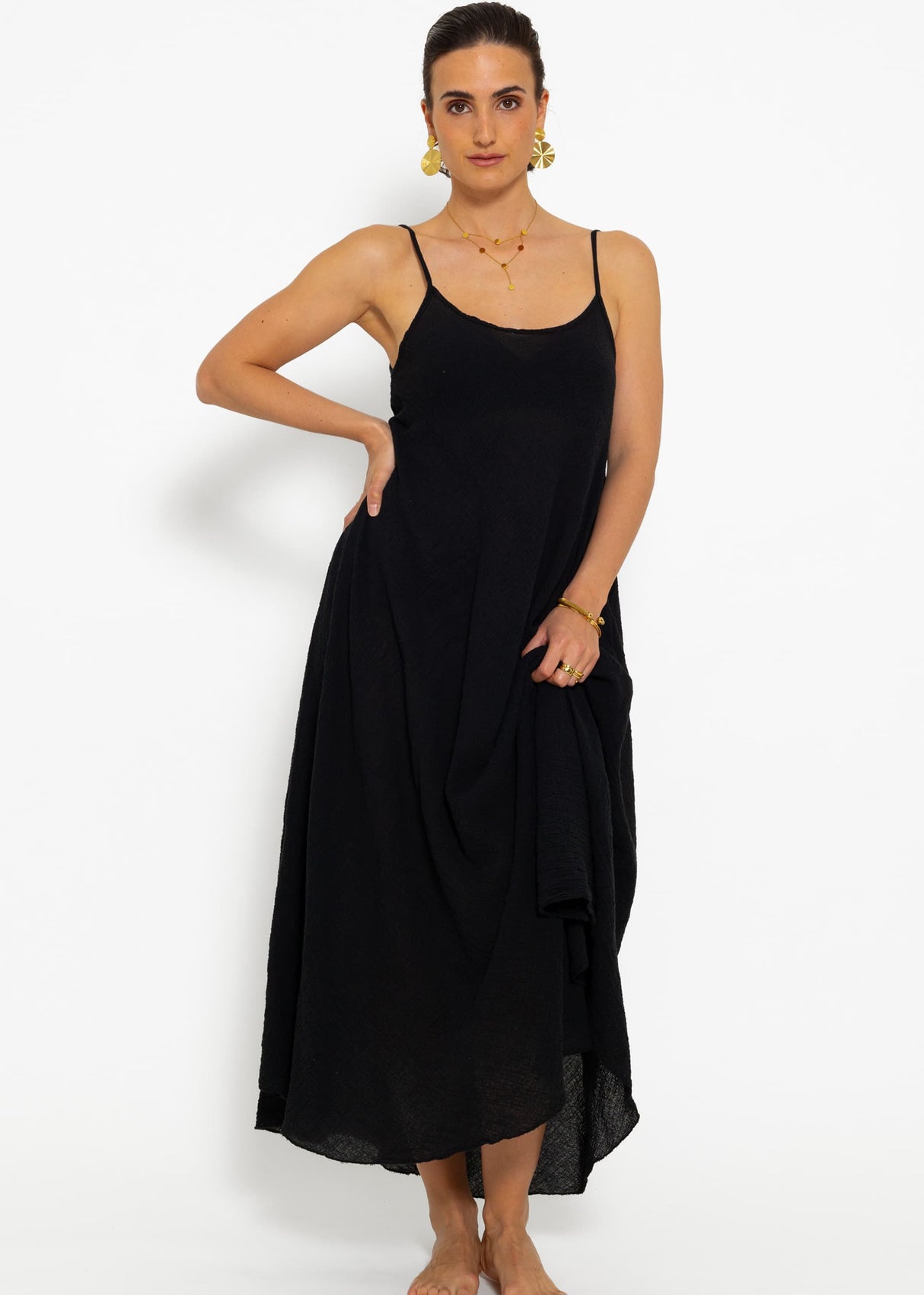 Muslin beach dress - black