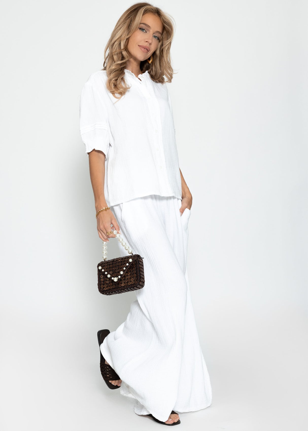 Short arm Musselin Blouse - white