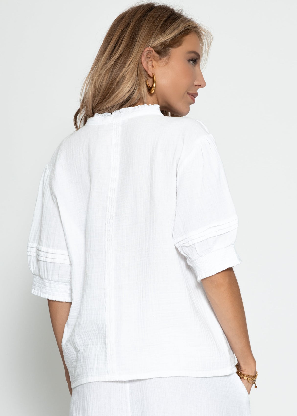 Short arm Musselin Blouse - white