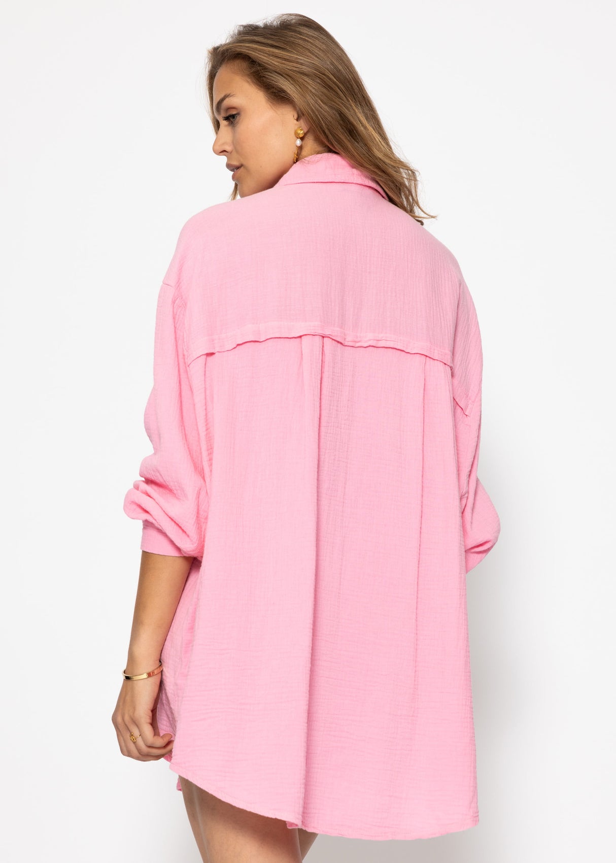 Musselin Bluse oversize - babyrosa