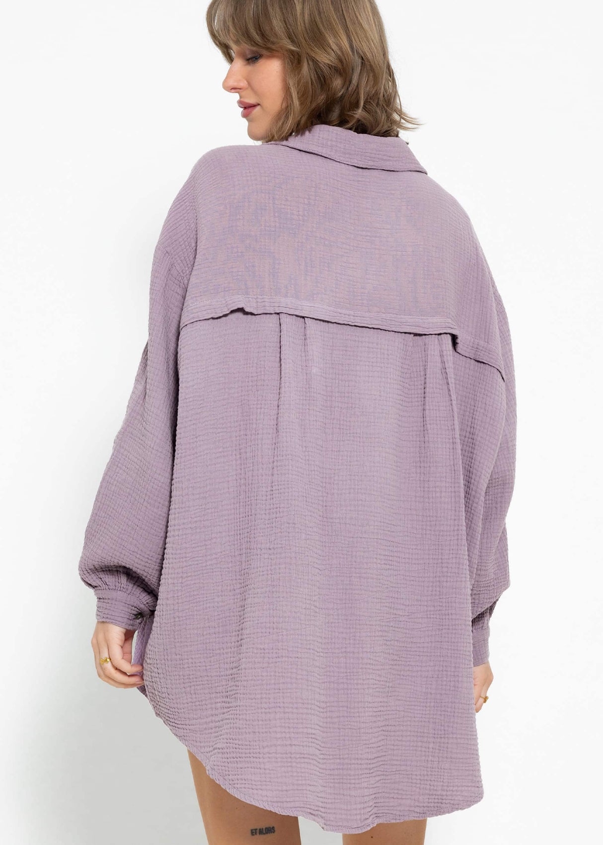 Musselin Bluse oversize - violett