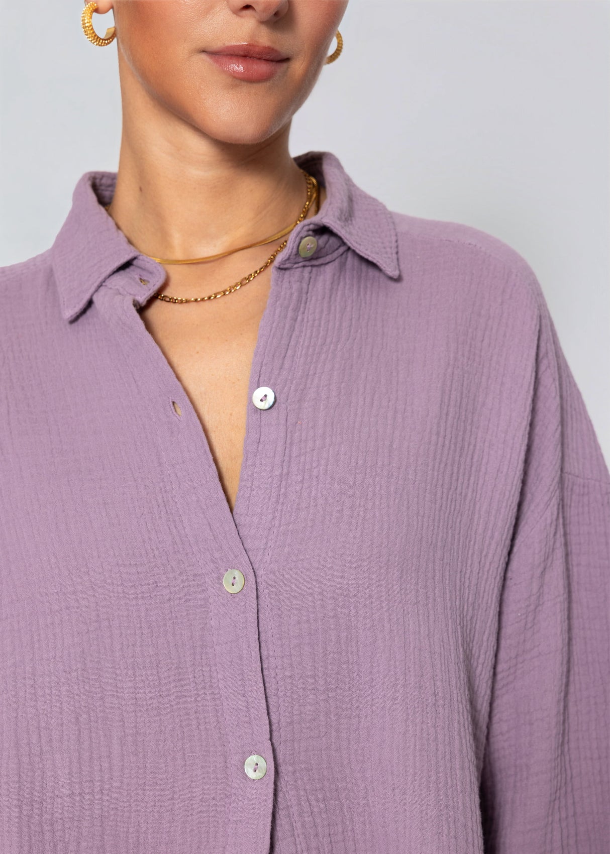Musselin Bluse oversize - violett