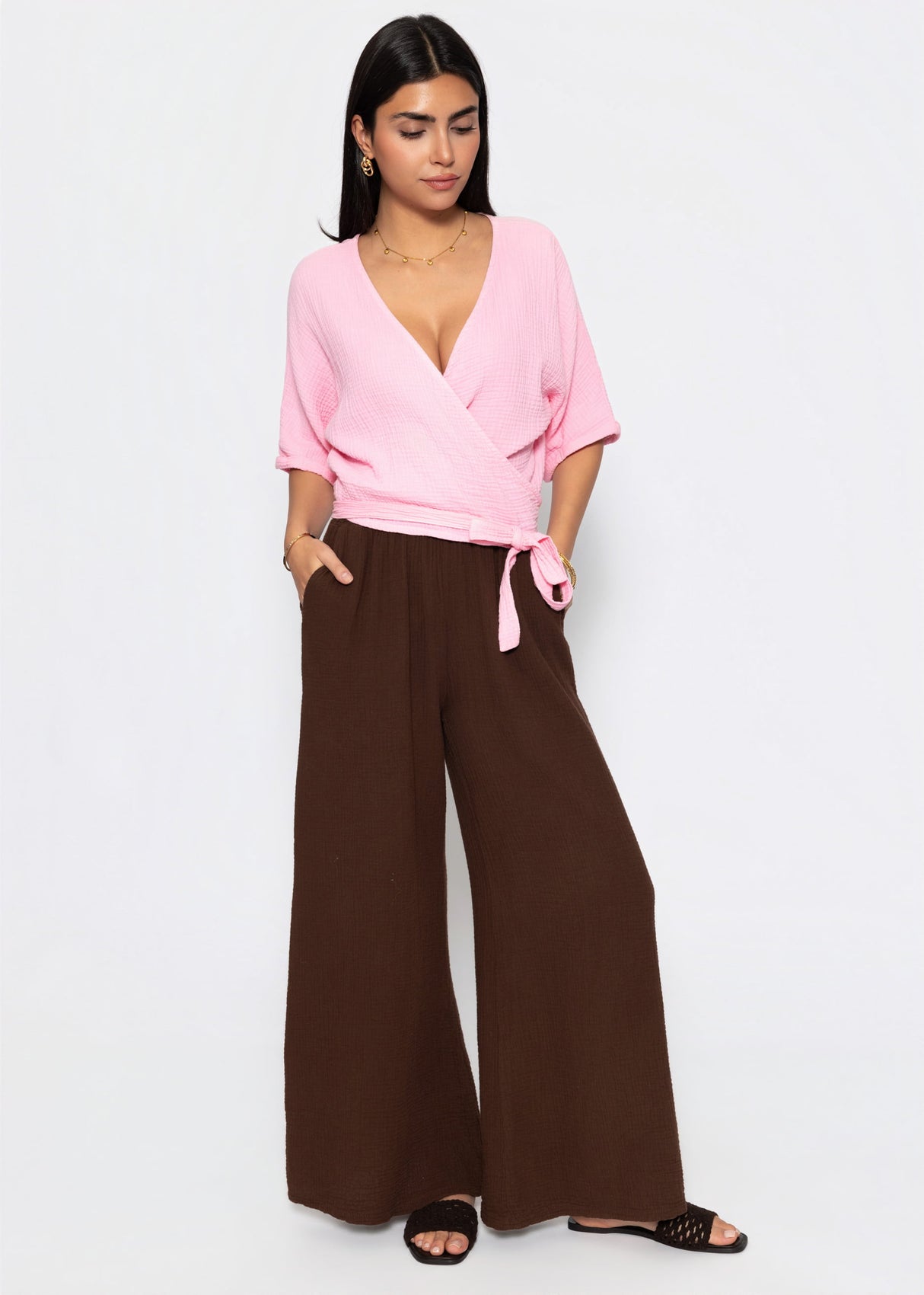 Muslin wrap blouse - baby pink