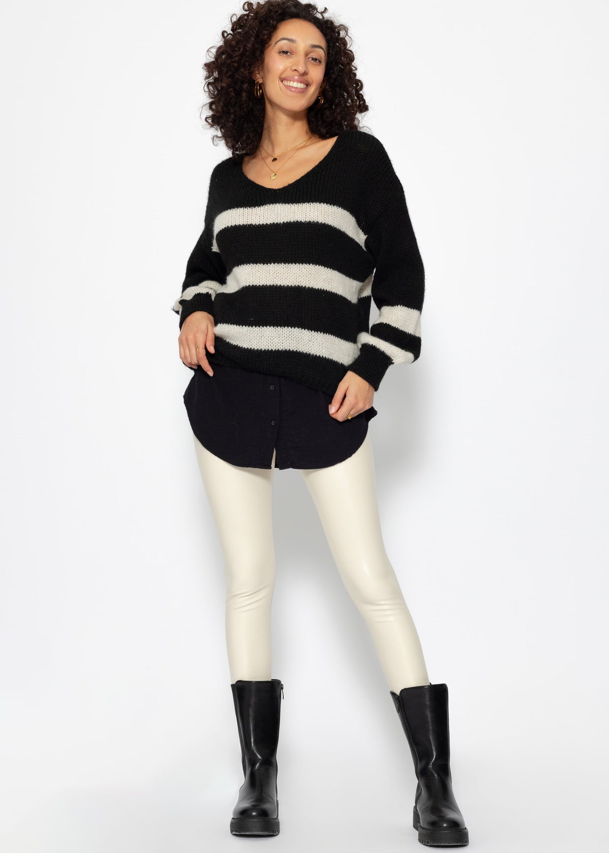 Musselin Blusenrock - schwarz