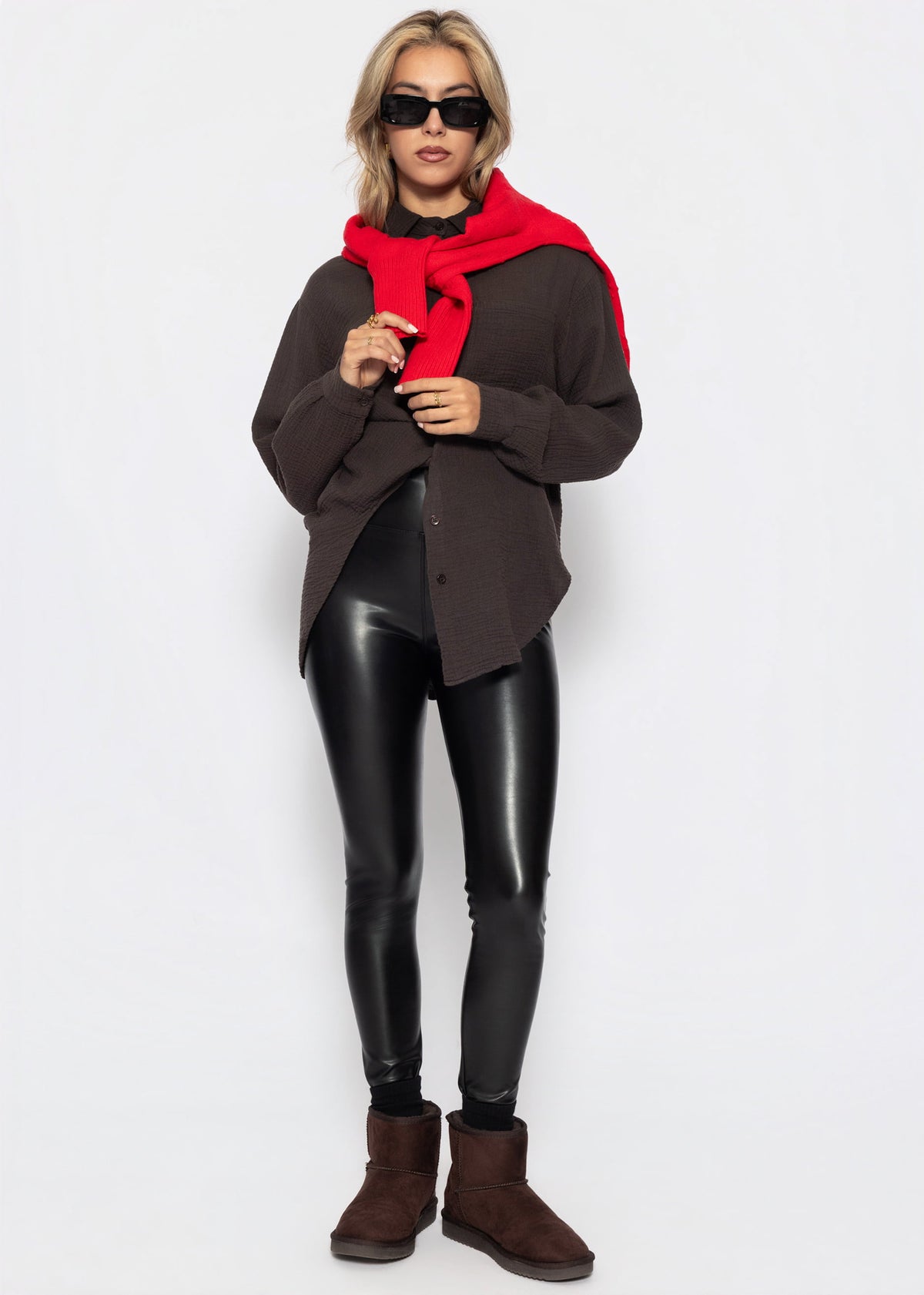 Musselin Hemdbluse - schokobraun