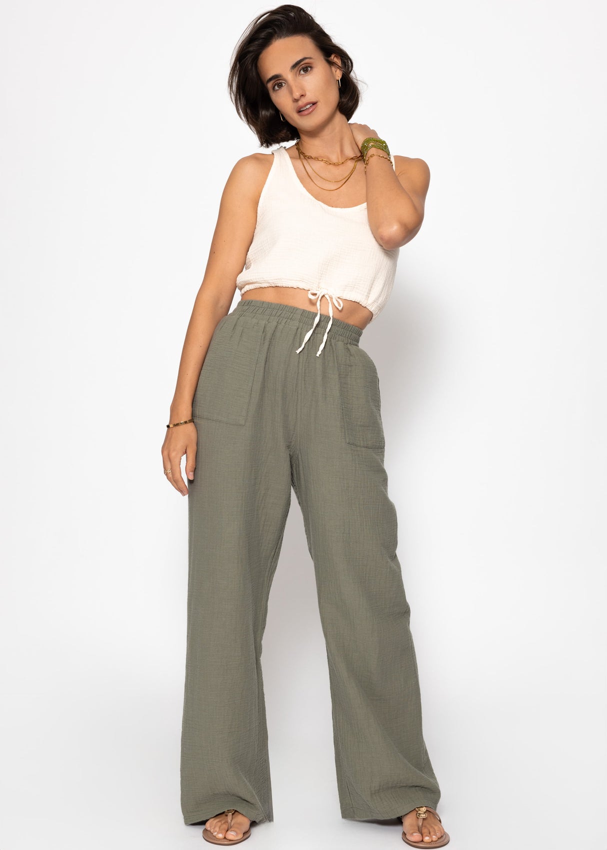 Musselin Hose - khaki