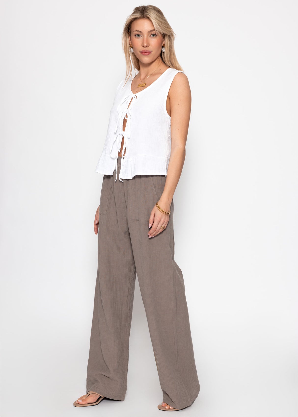 Musselin Hose - taupe