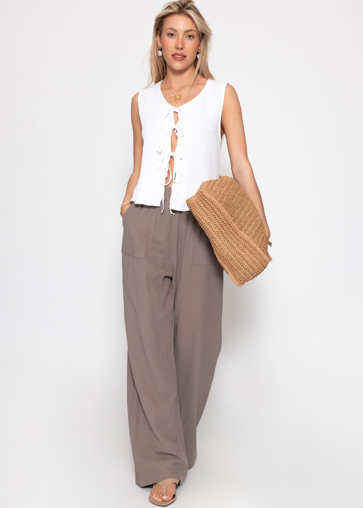 Musselin Hose - taupe