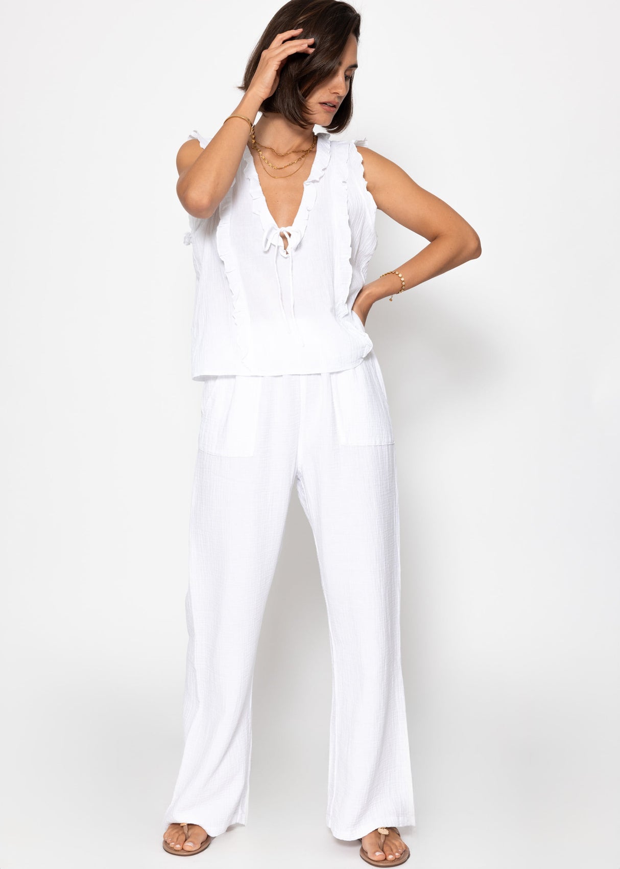 Musselin Hose - weiß