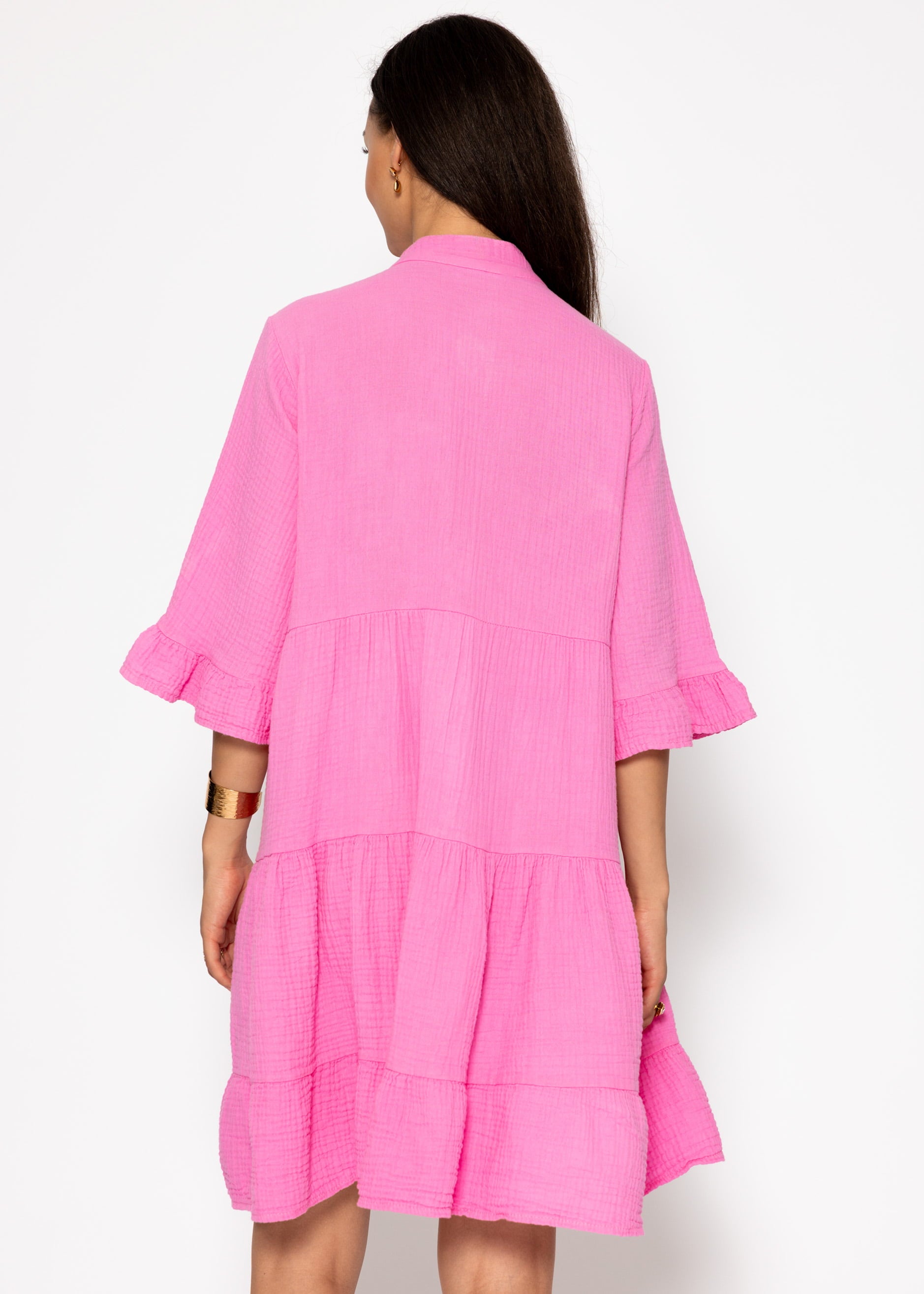 Musselin dress with ruffles - pink