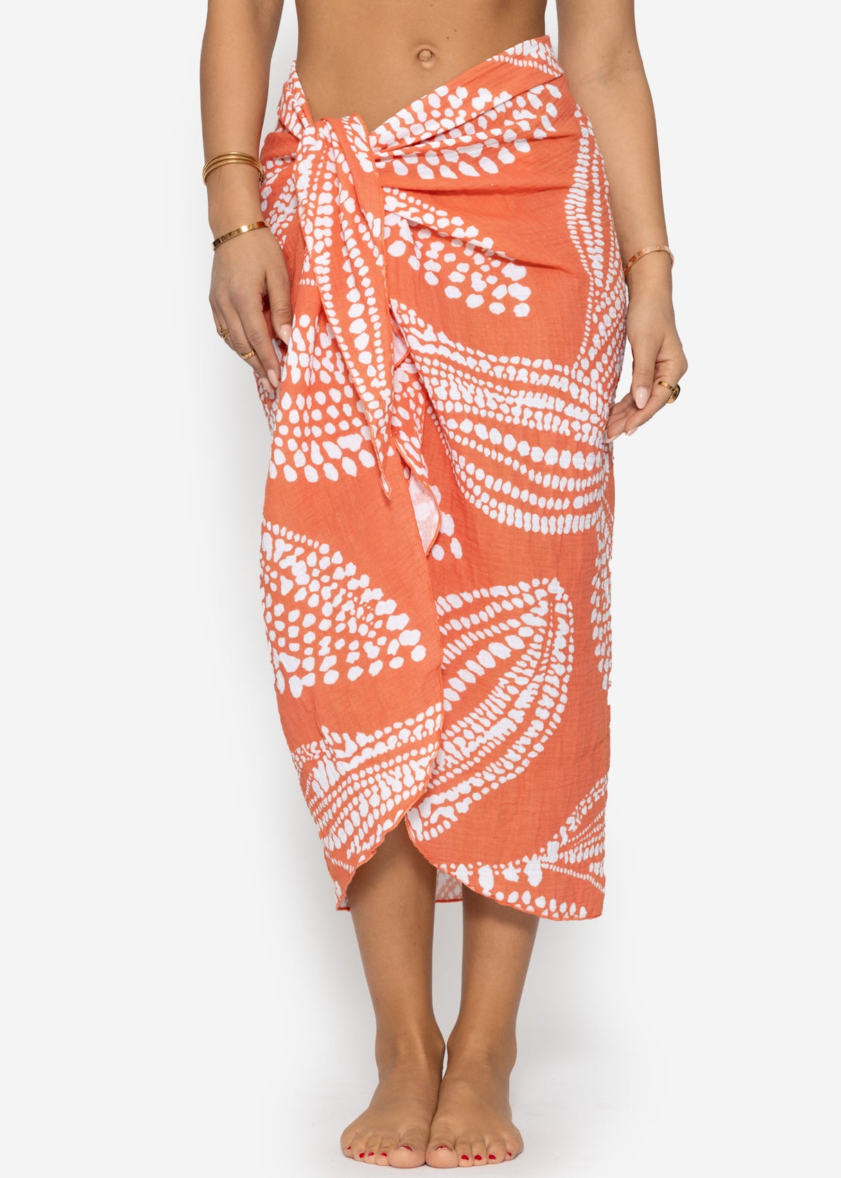 Muslin pareo with print - orange