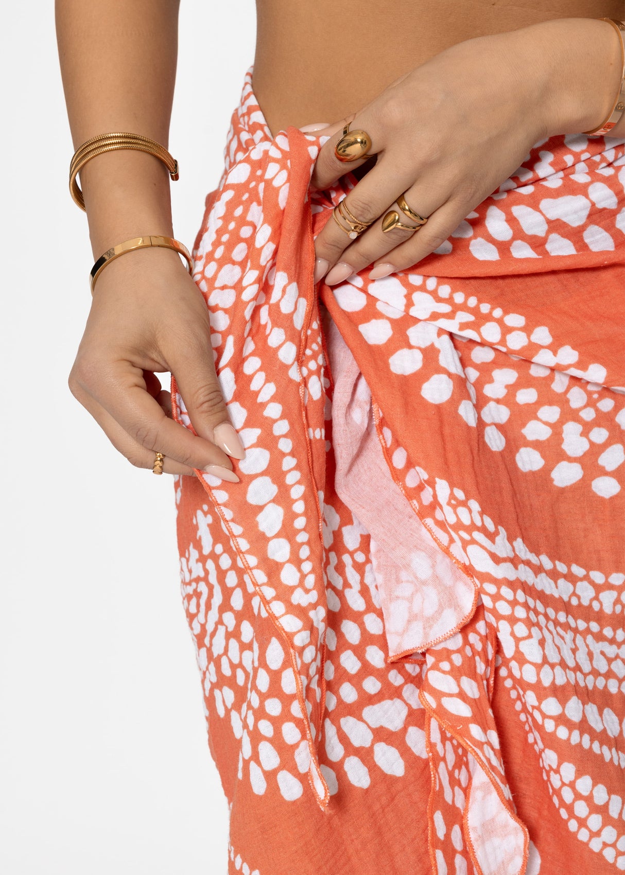 Muslin pareo with print - orange