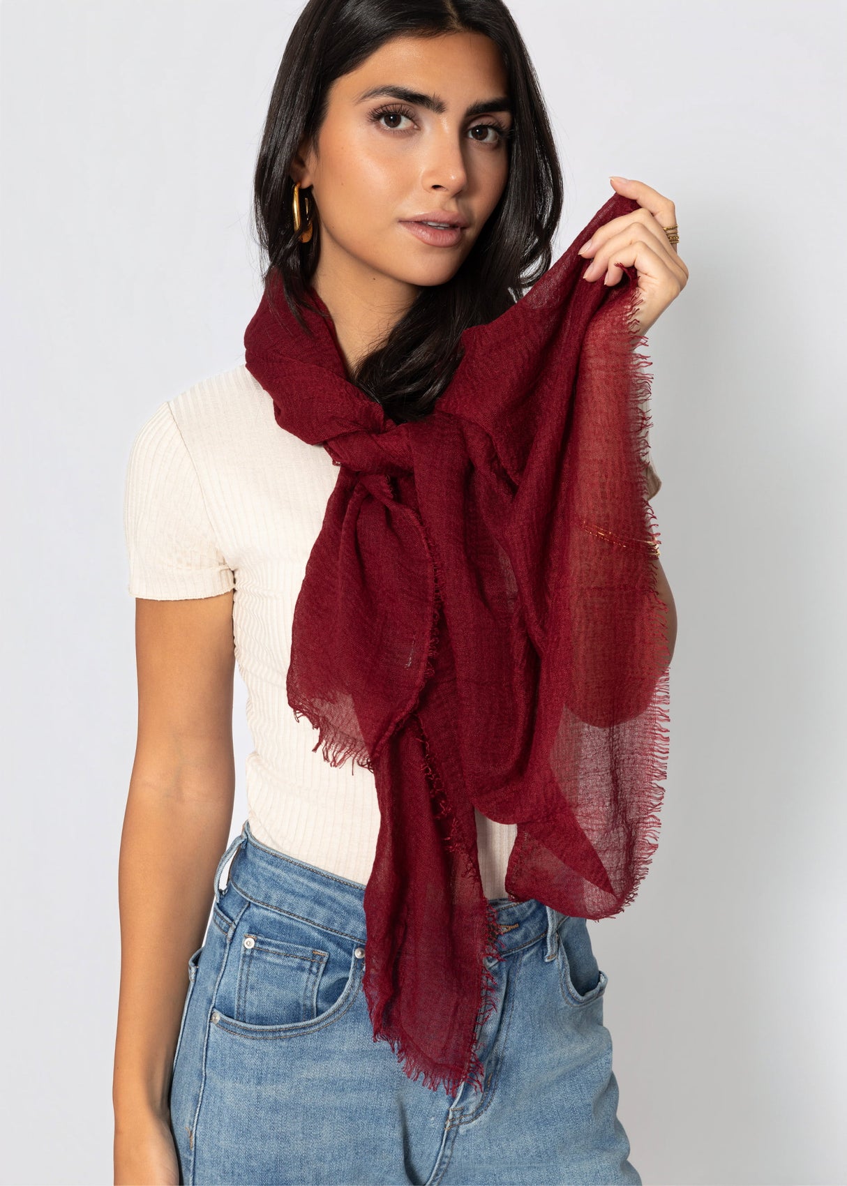 Muslin scarf - burgundy