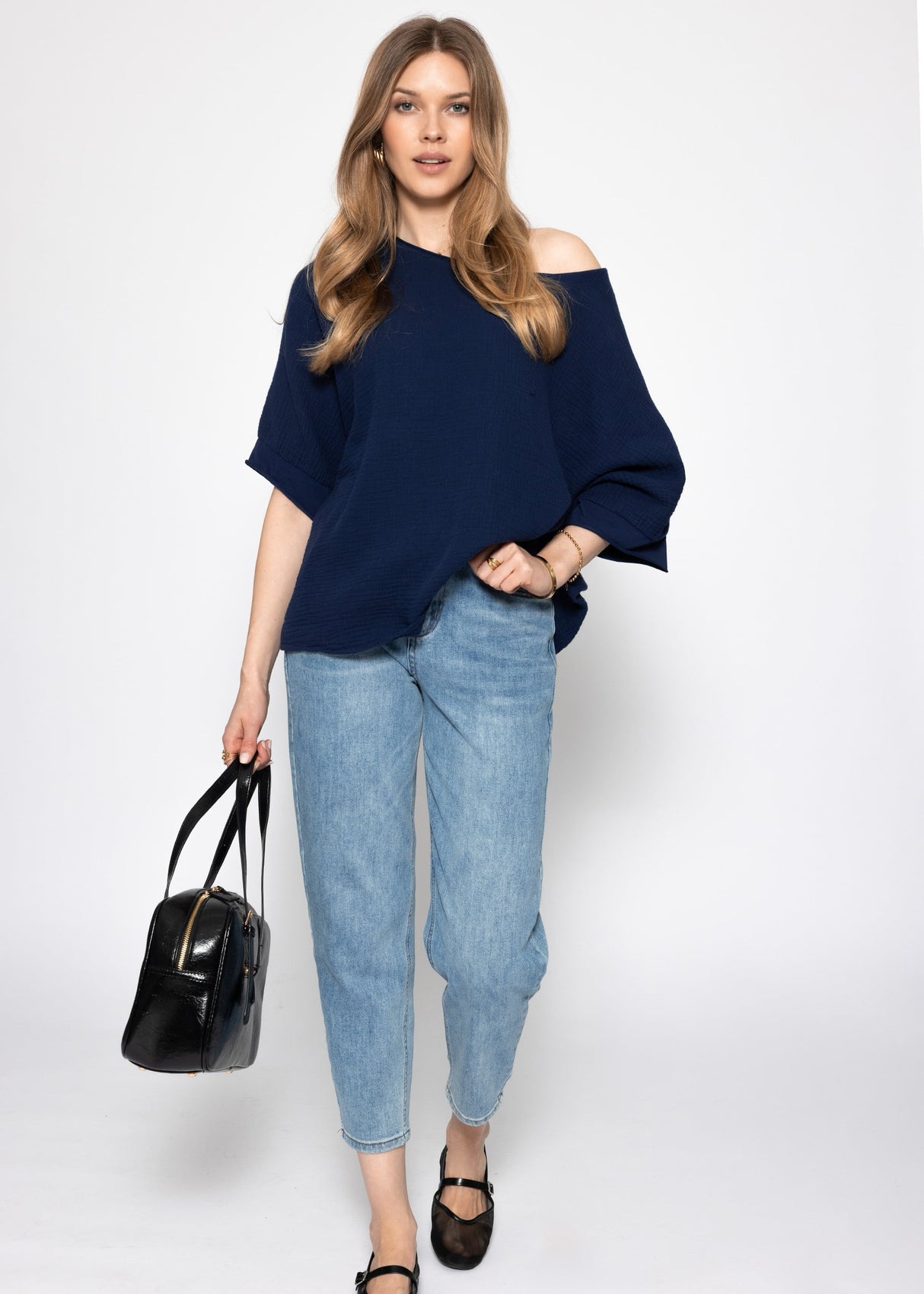 Casual muslin shirt - dark blue
