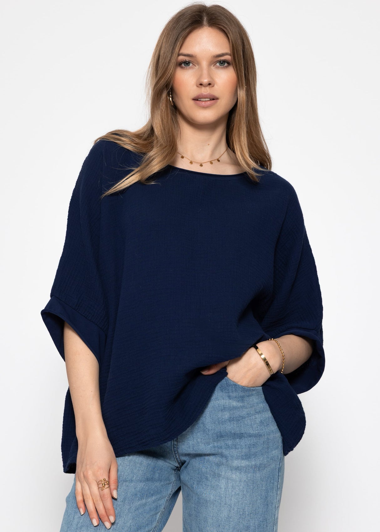 Casual muslin shirt - dark blue