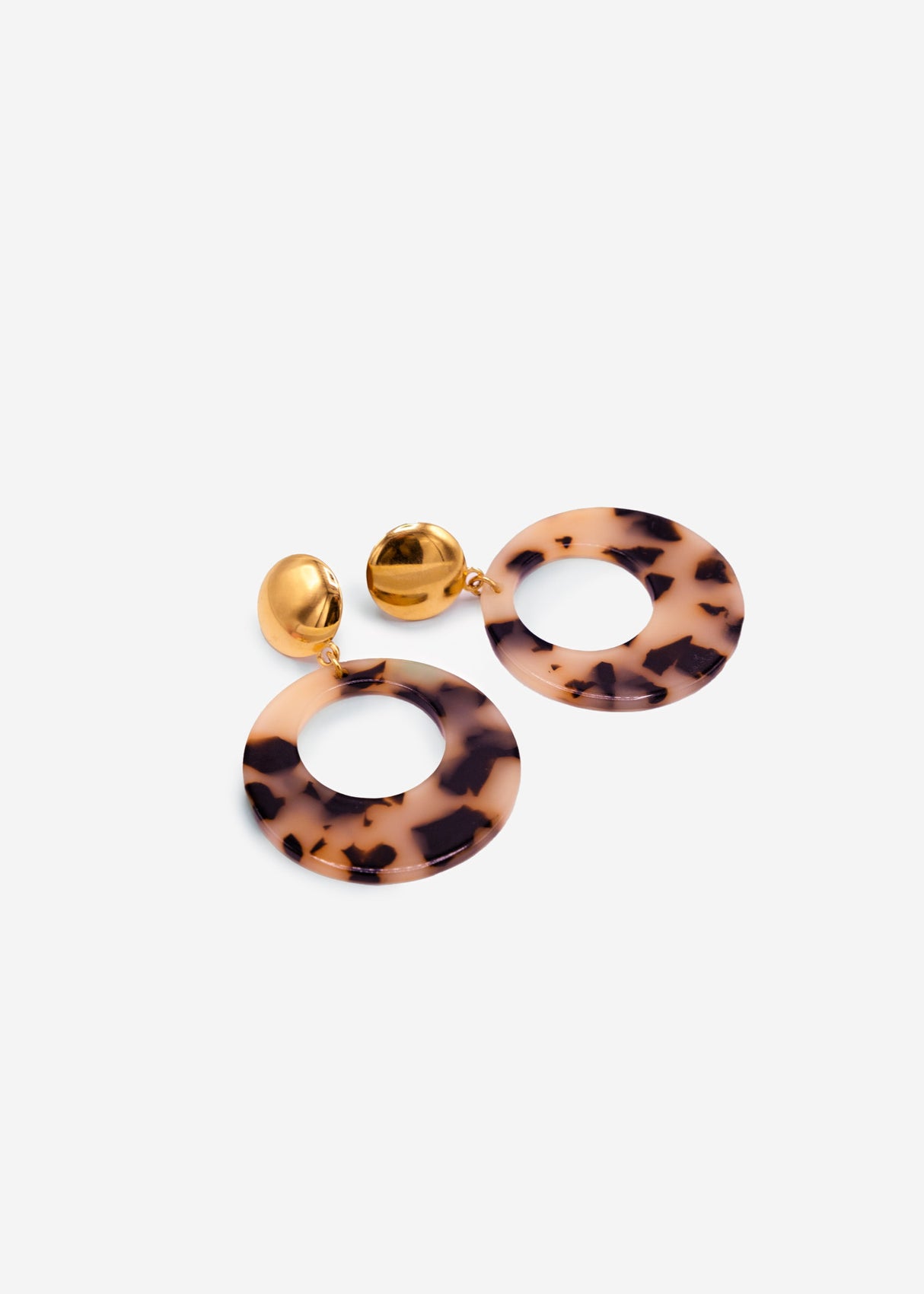 Ohrstecker mit braunem Anhänger - gold