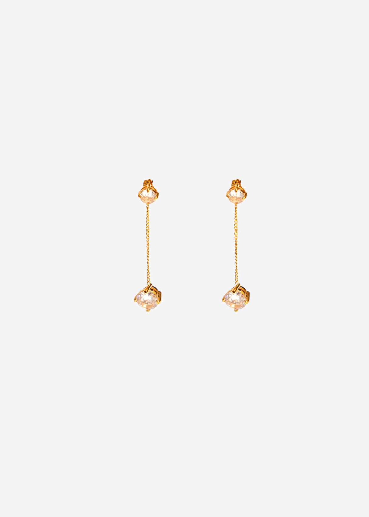 Ohrstecker mit hängendem funkelndem Stein - gold