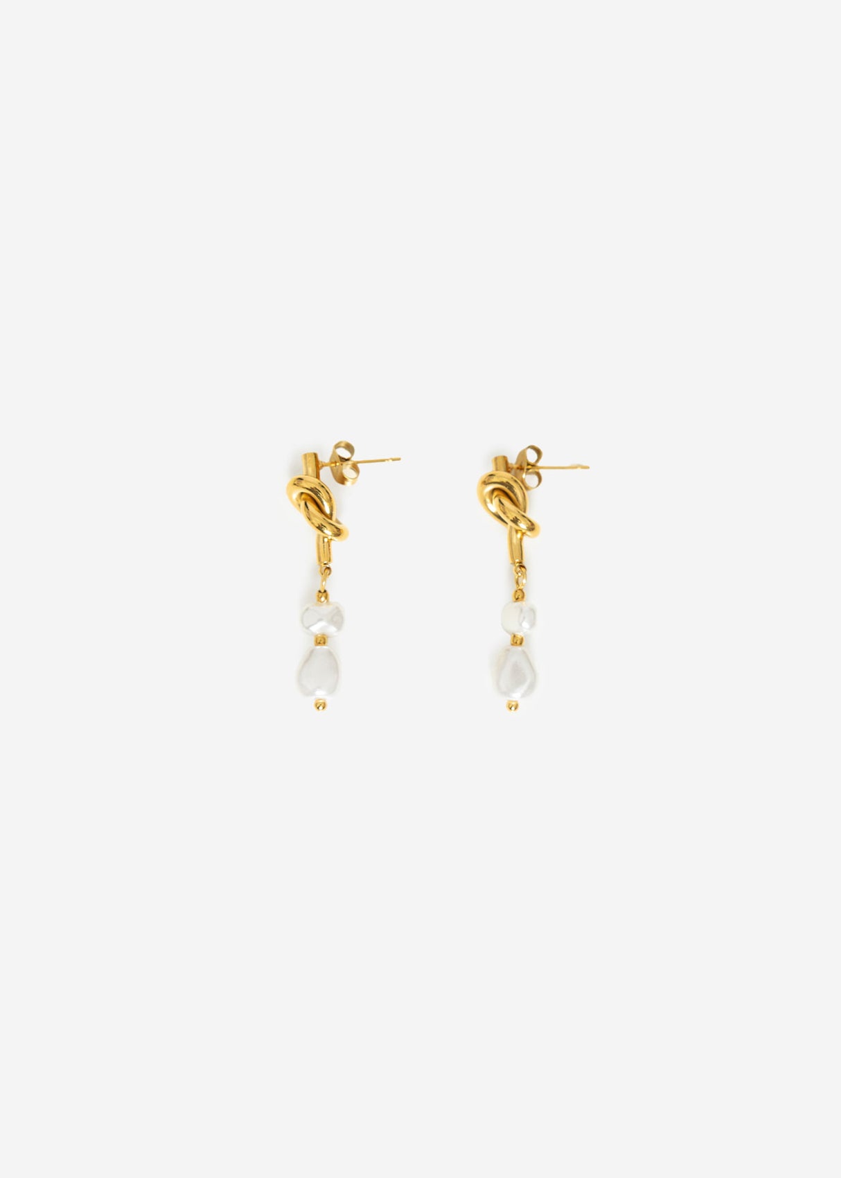 Ear connector with knot and pearl trailer - gold