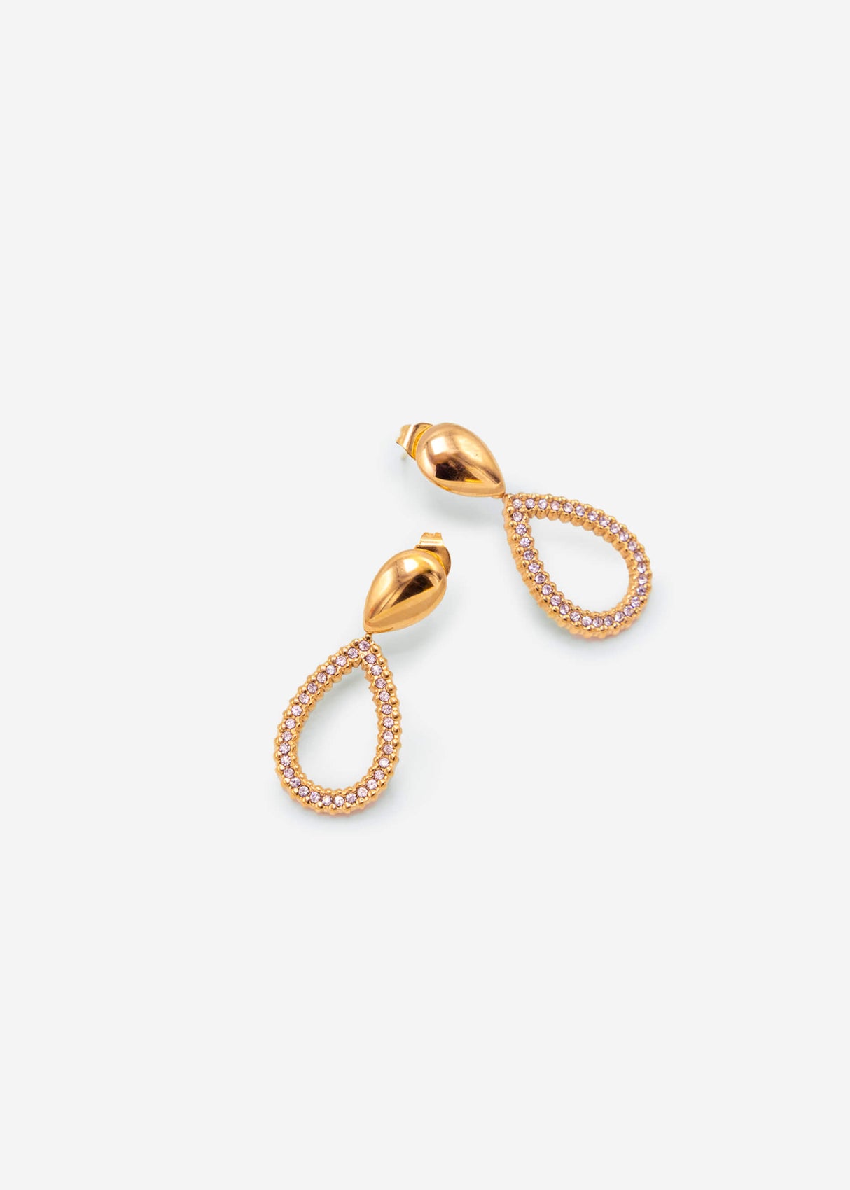 Stud earrings with gemstones - gold