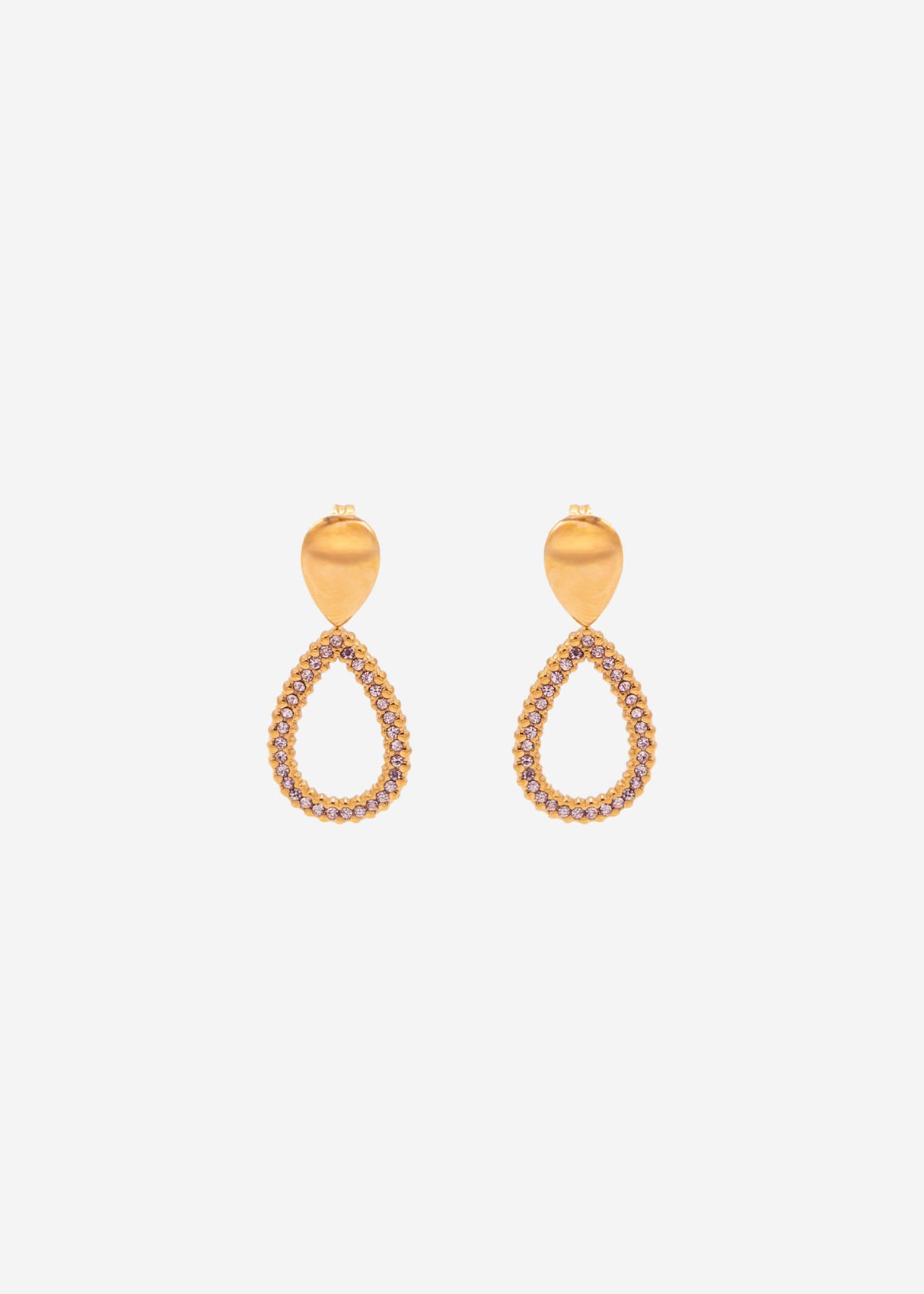 Stud earrings with gemstones - gold