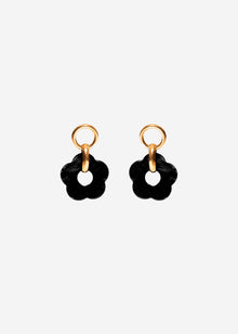 Ohrstecker mit schwarzem Blumenanhänger - gold