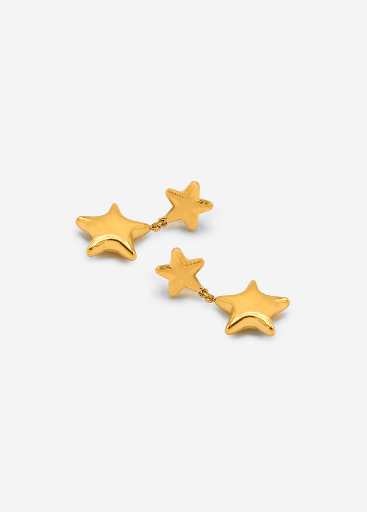 Stud earrings with star pendant - gold