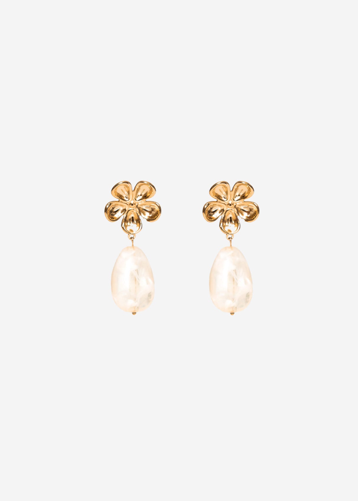Stud earrings with pendant - gold