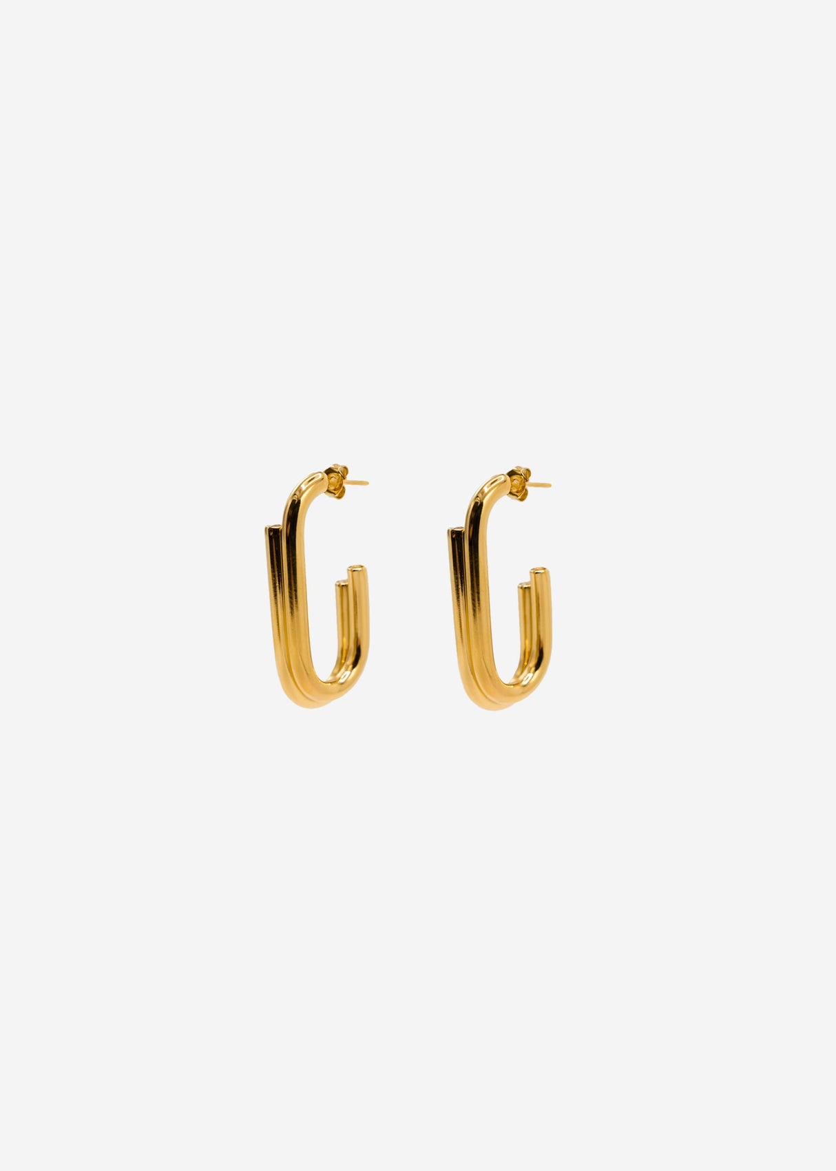 Oval, double half-creole earrings - gold
