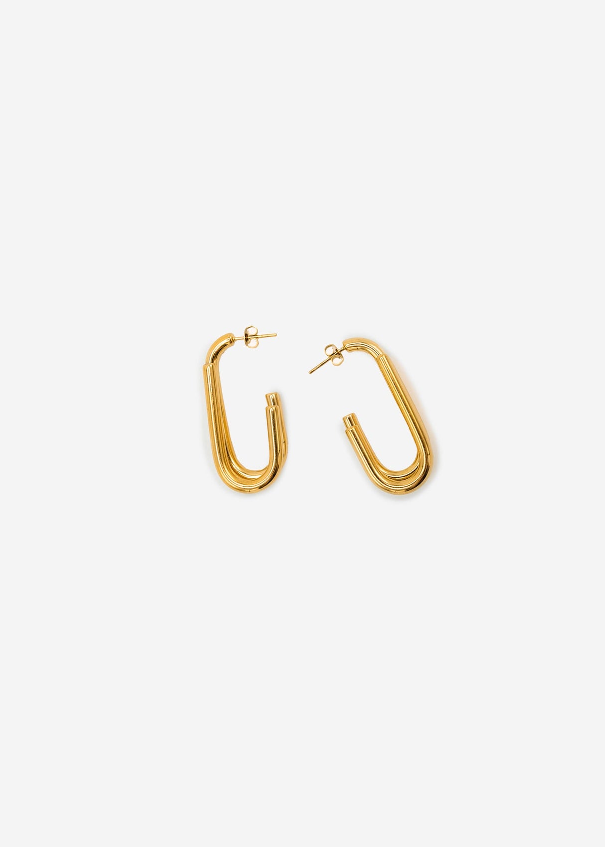 Oval, double half-creole earrings - gold