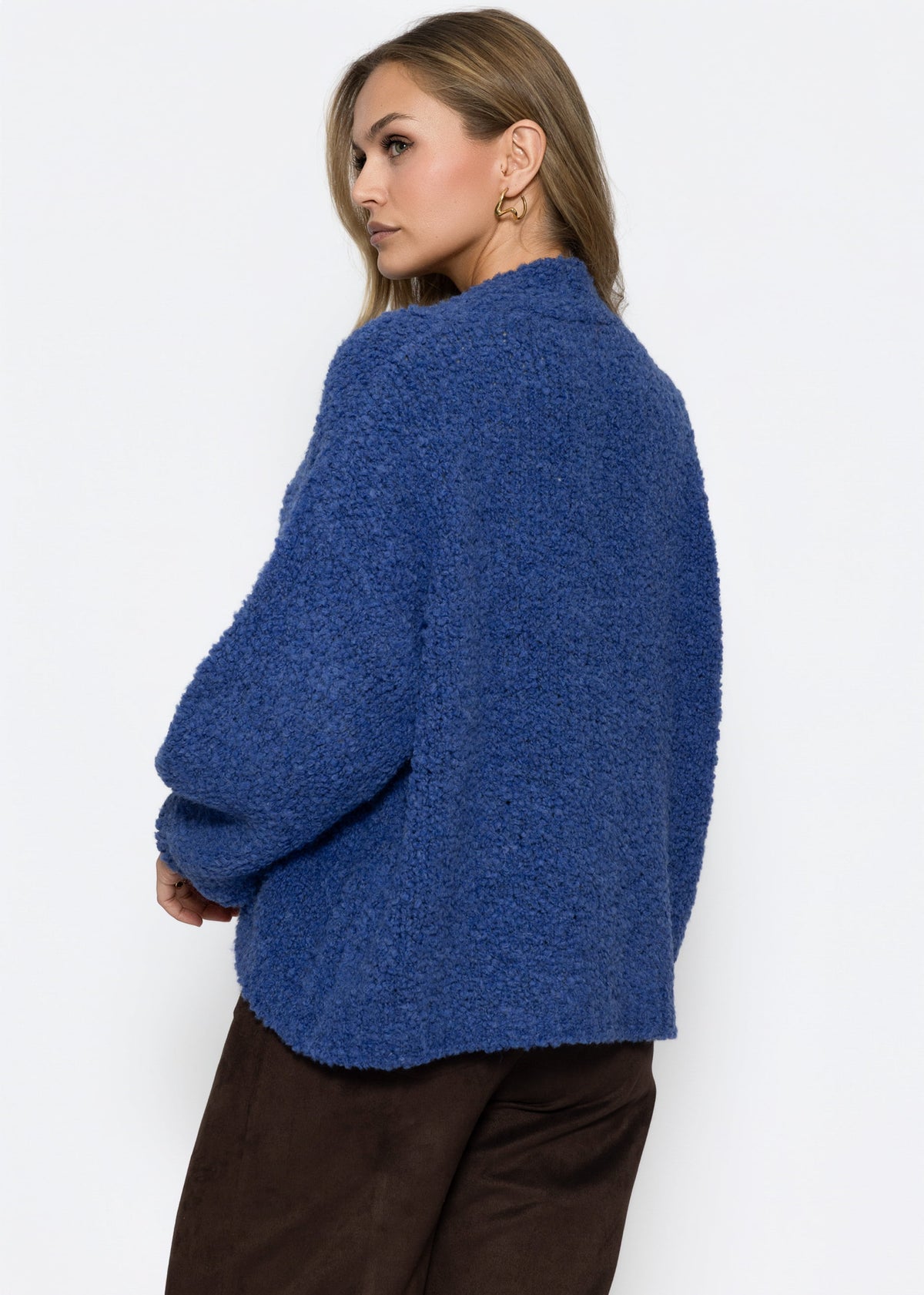 Oversize Cardigan aus Bouclé - blau