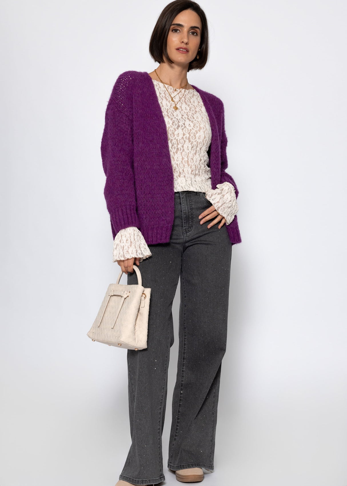Oversize Cardigan - plum