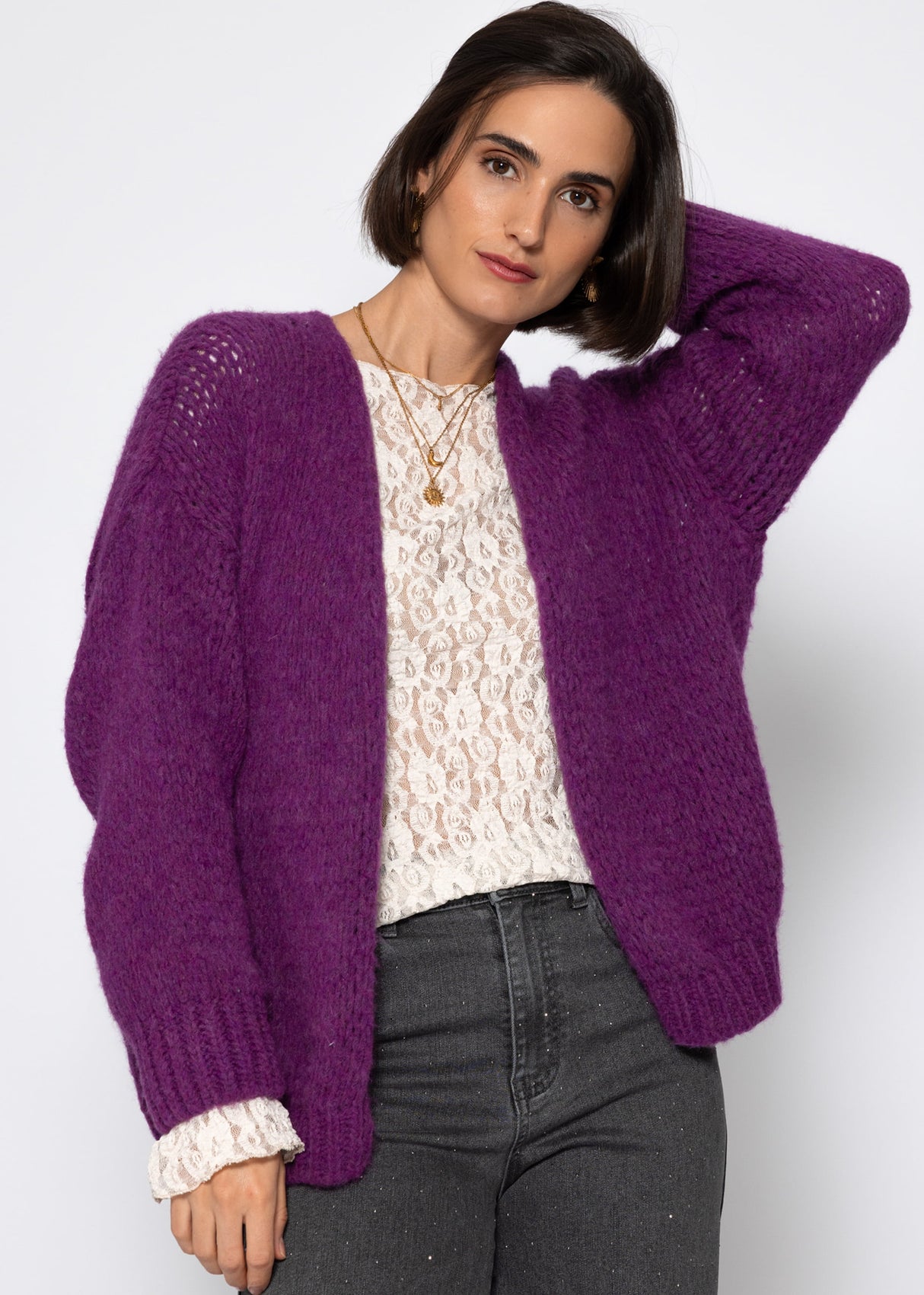 Oversize Cardigan - plum