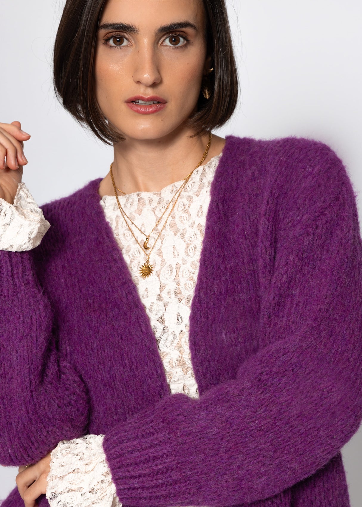 Oversize Cardigan - plum