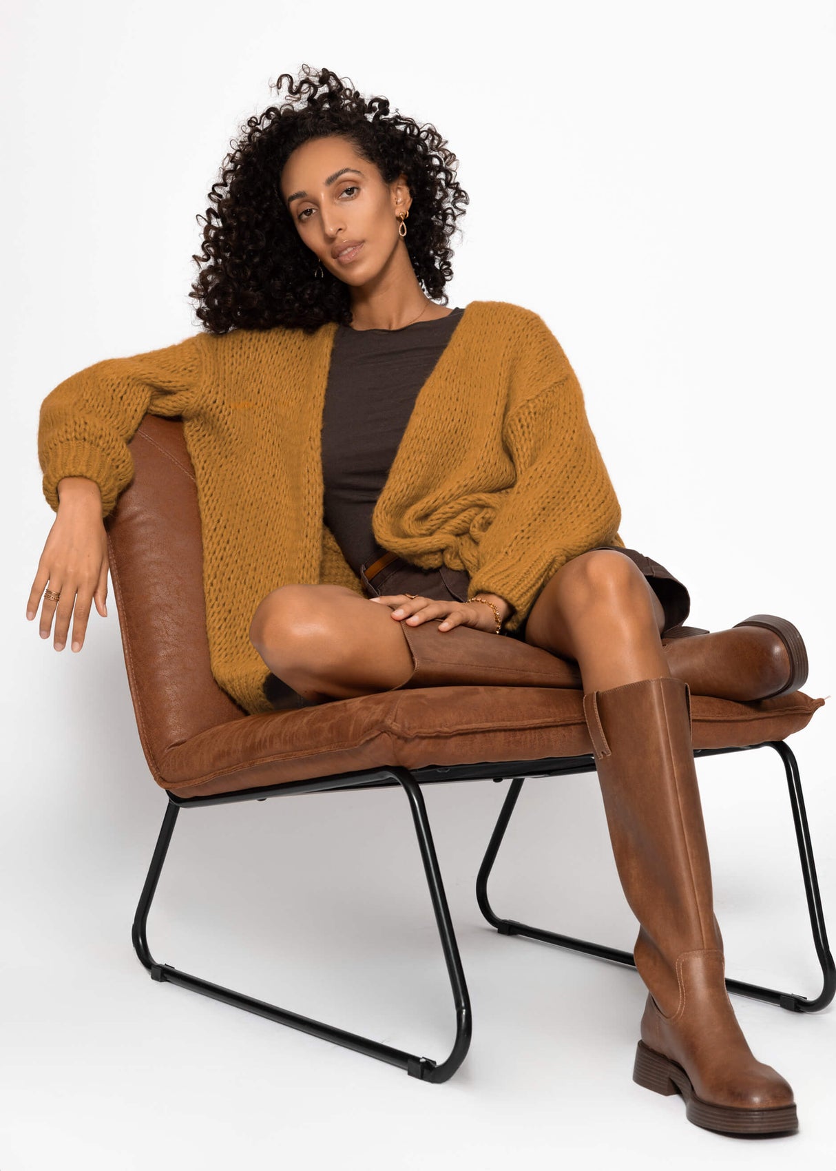 Oversize cardigan - mustard yellow