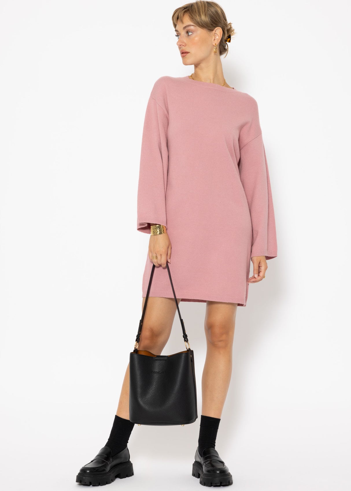 Oversized knit dress - dusty pink