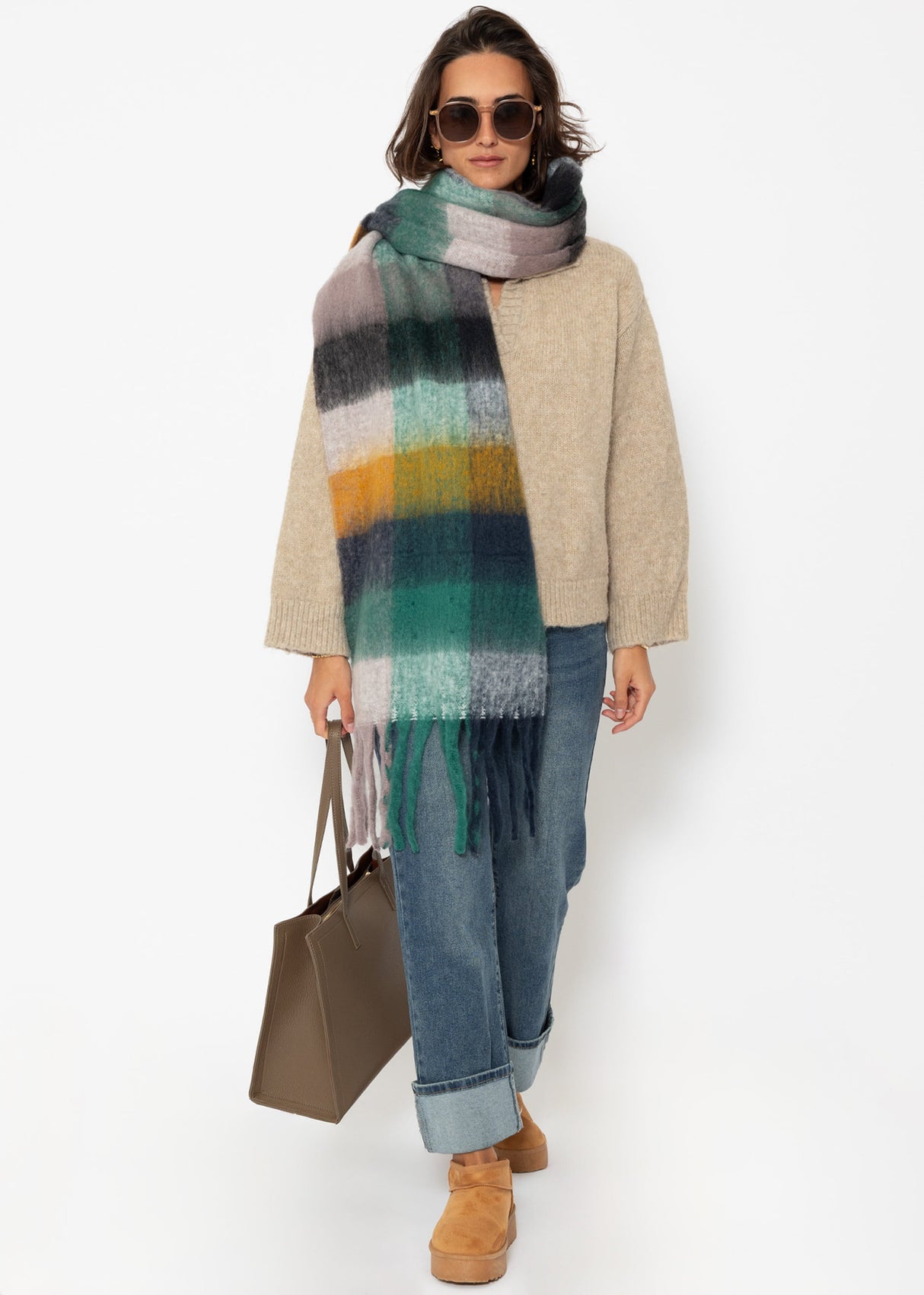 Oversized collared sweater - beige