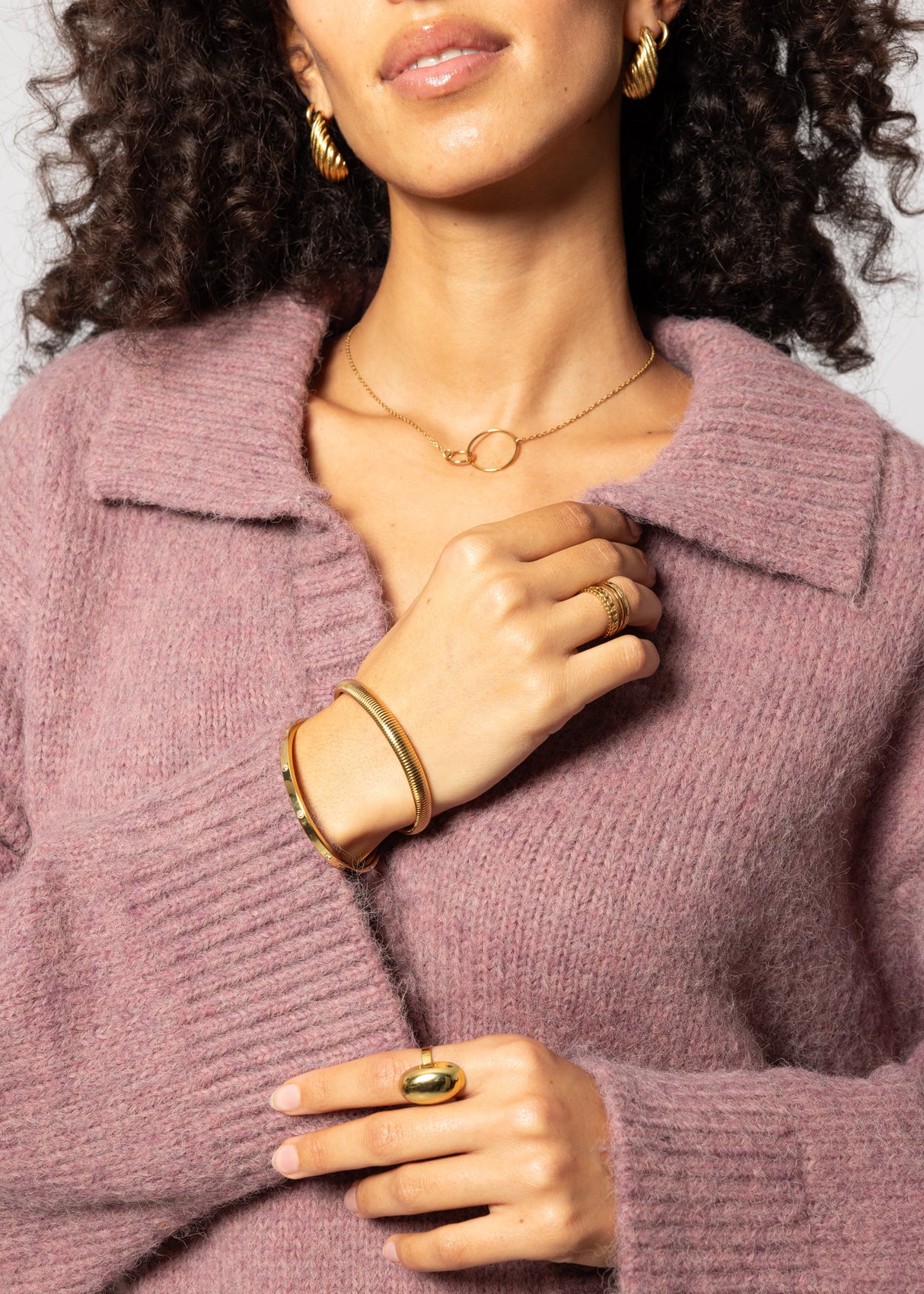 Oversized collared sweater - mauve