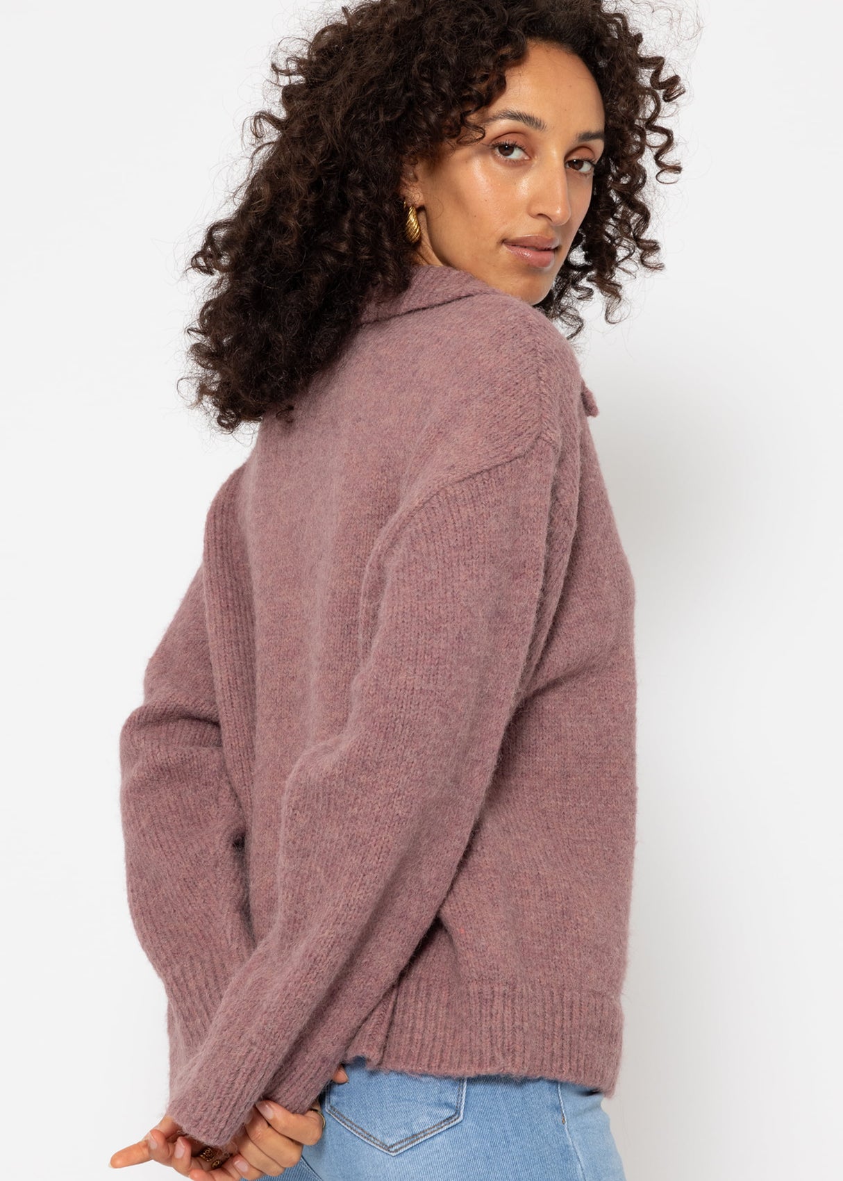 Oversized collared sweater - mauve