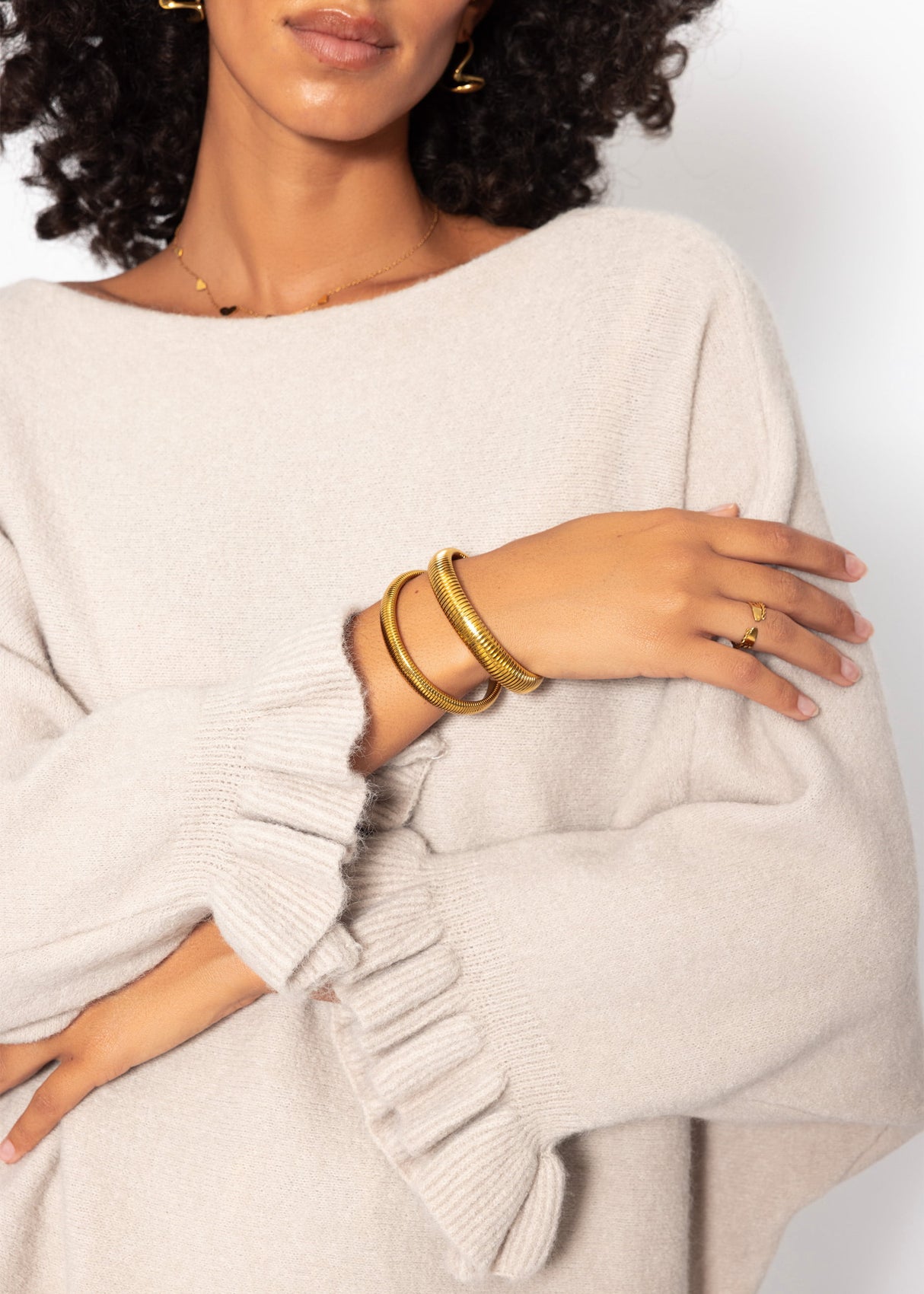 Oversize Pullover mit U-Boot Ausschnitt - taupe