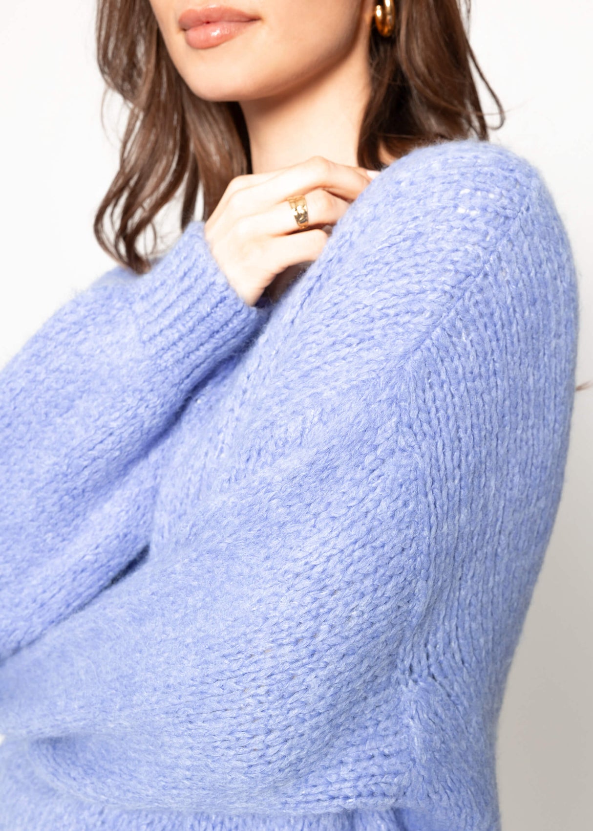 Oversize Pullover mit V-Ausschnitt - flieder