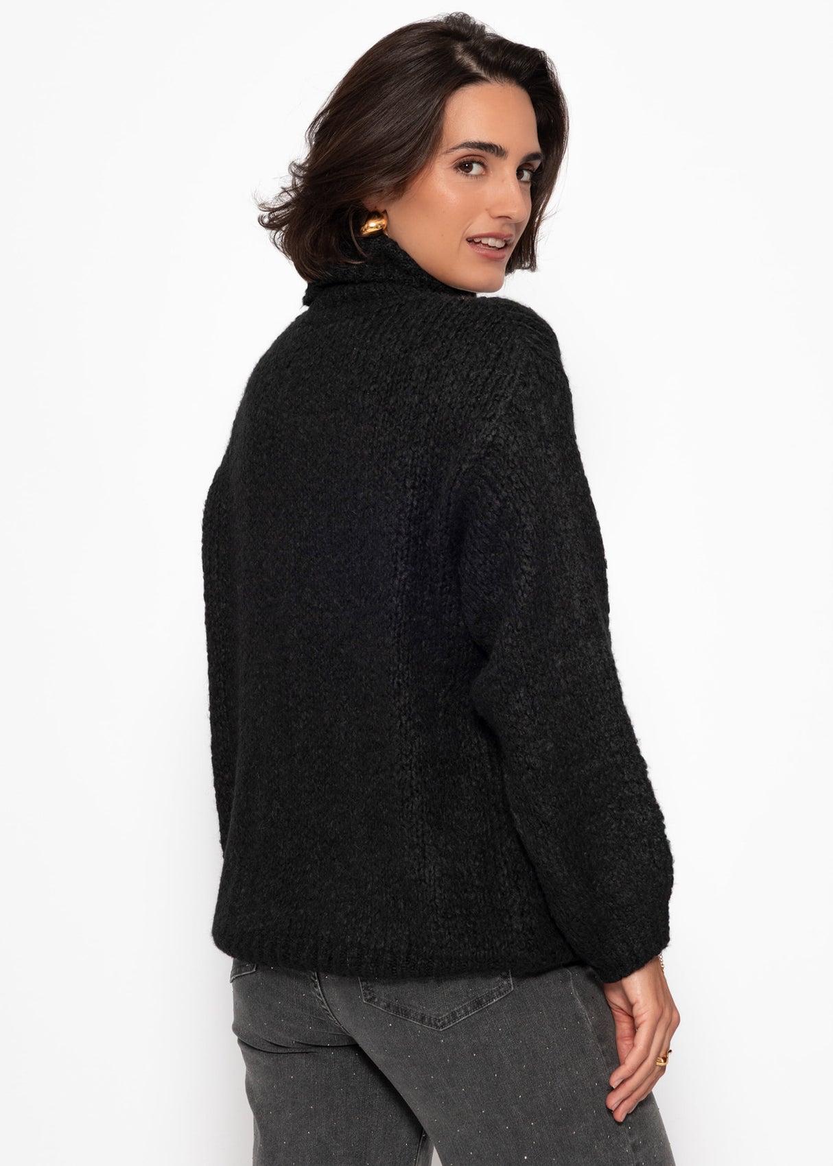 Oversized turtleneck sweater - black