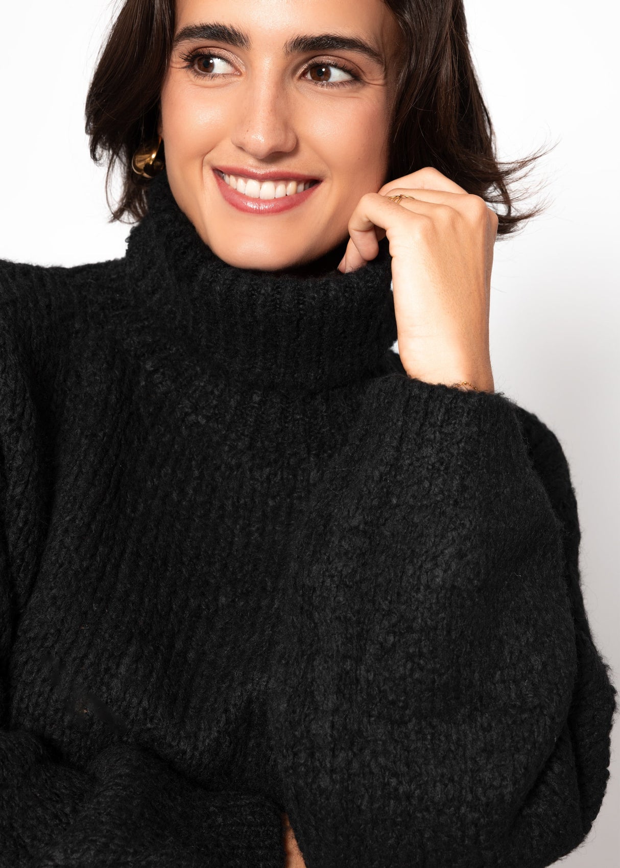 Oversized turtleneck sweater - black