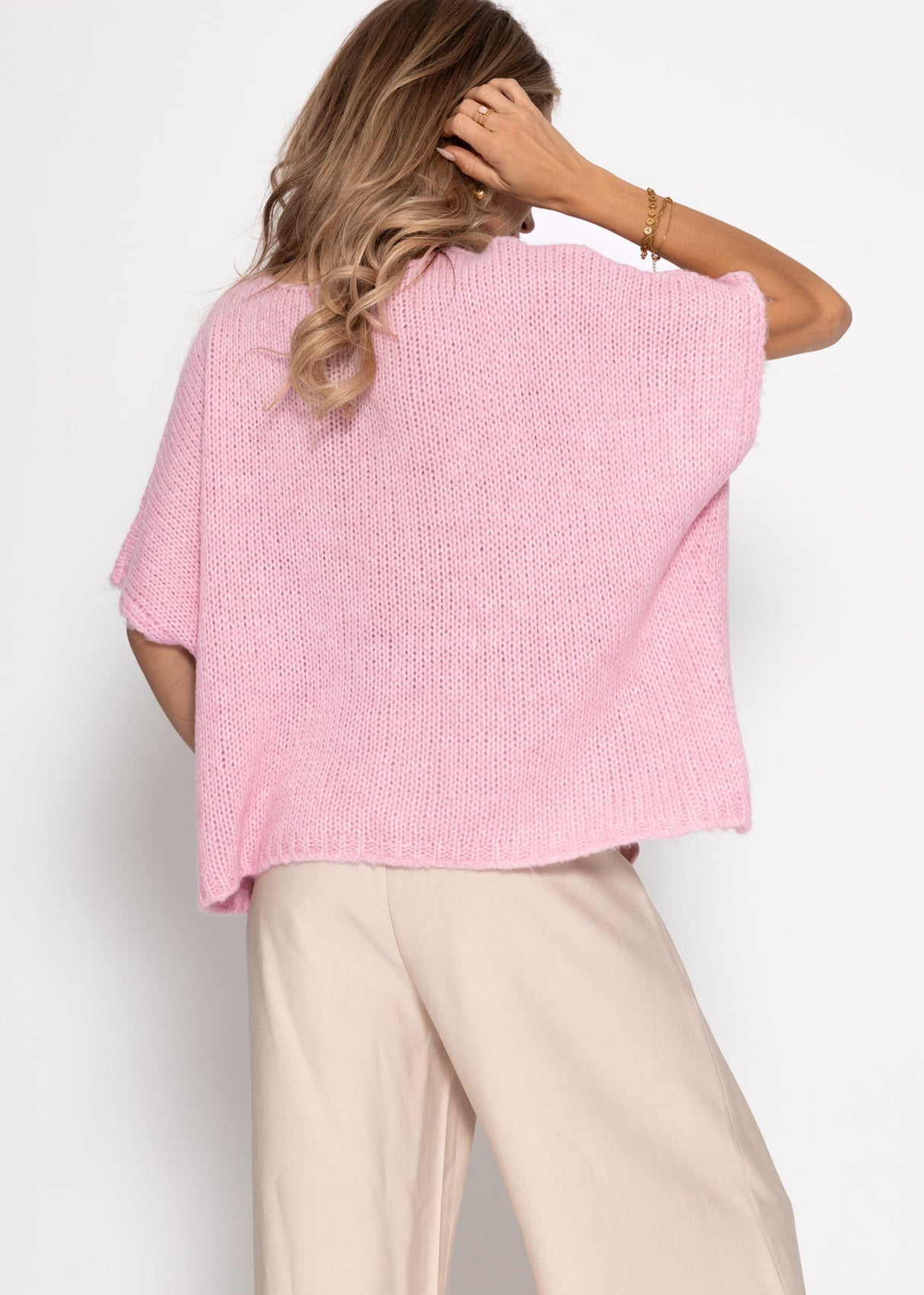 Oversize Strickweste - rosa