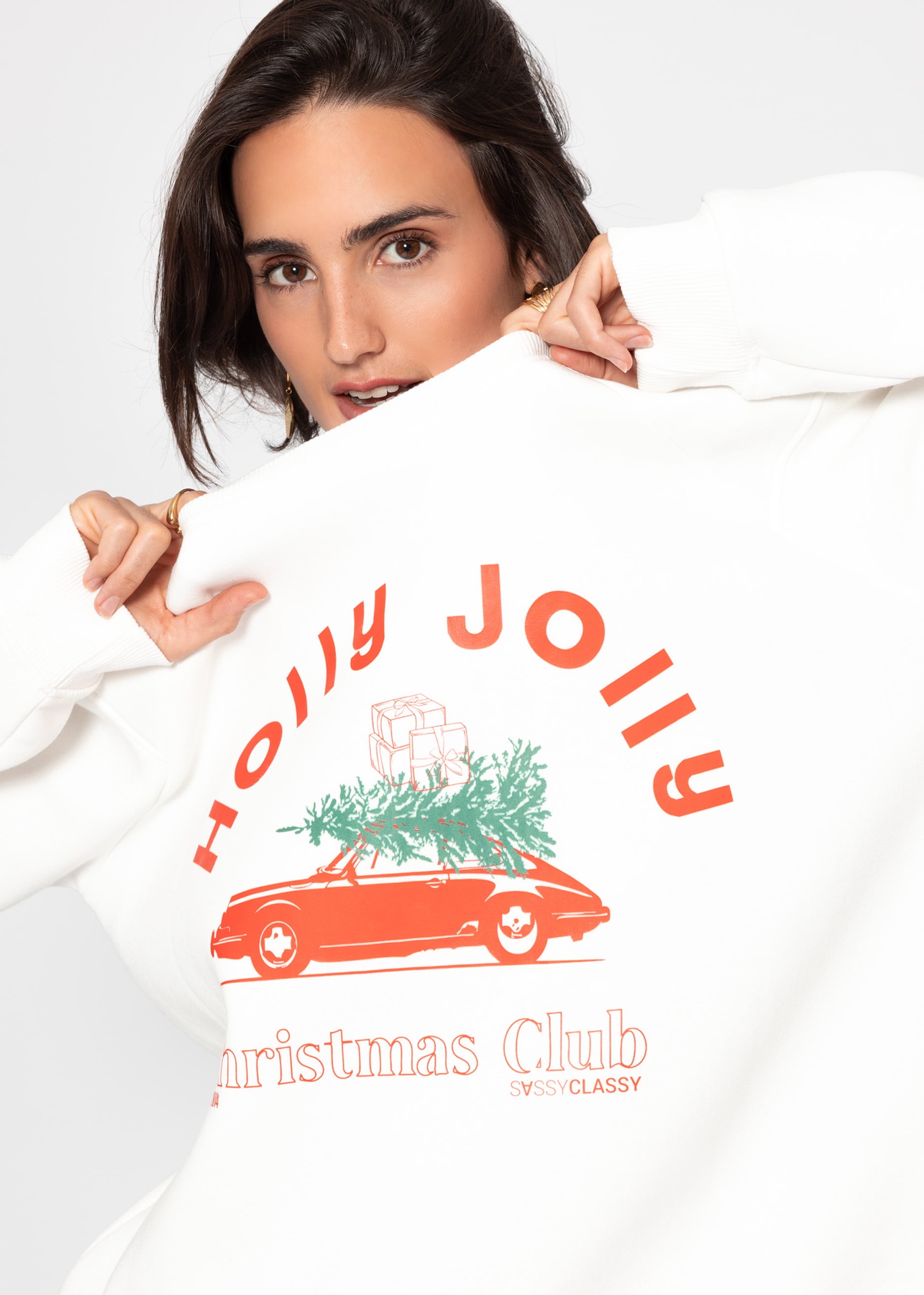 Oversize Sweatshirt mit X-MAS-Print - offwhite