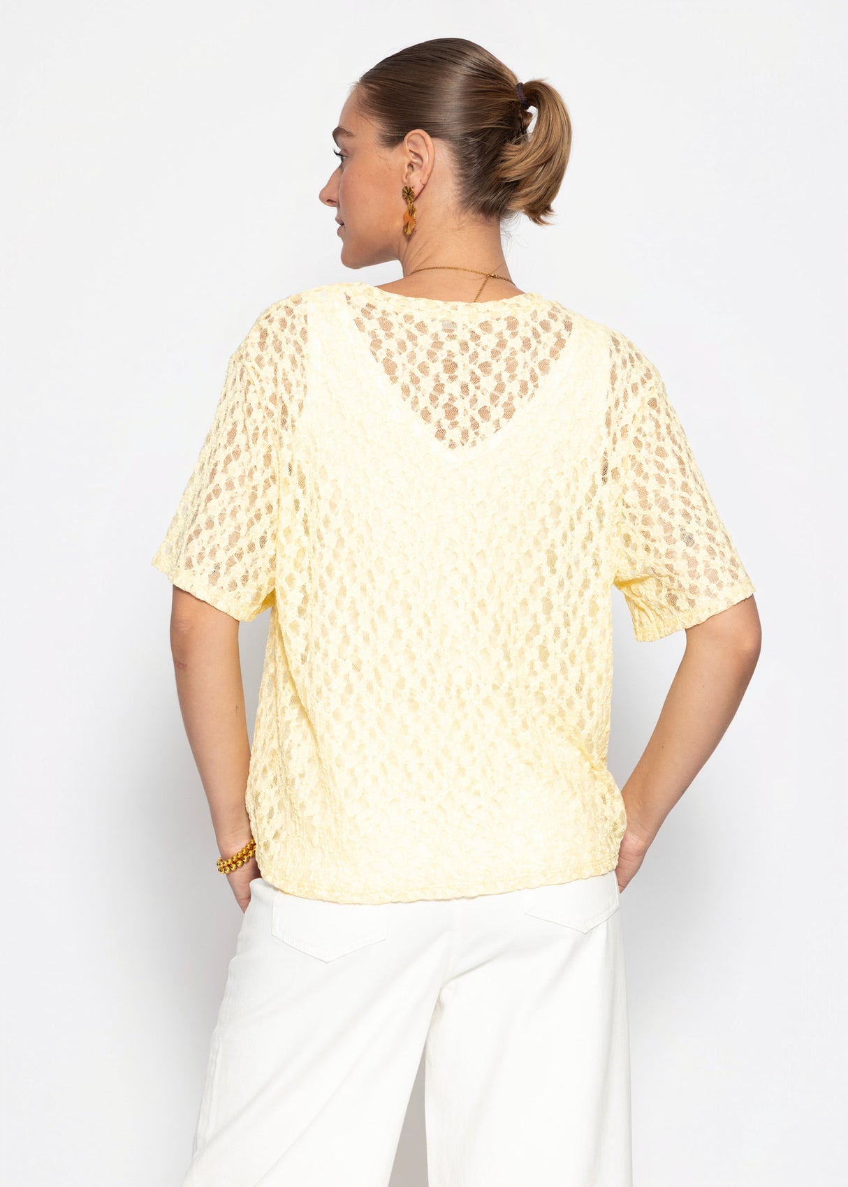 Oversize T-Shirt aus Spitze - gelb