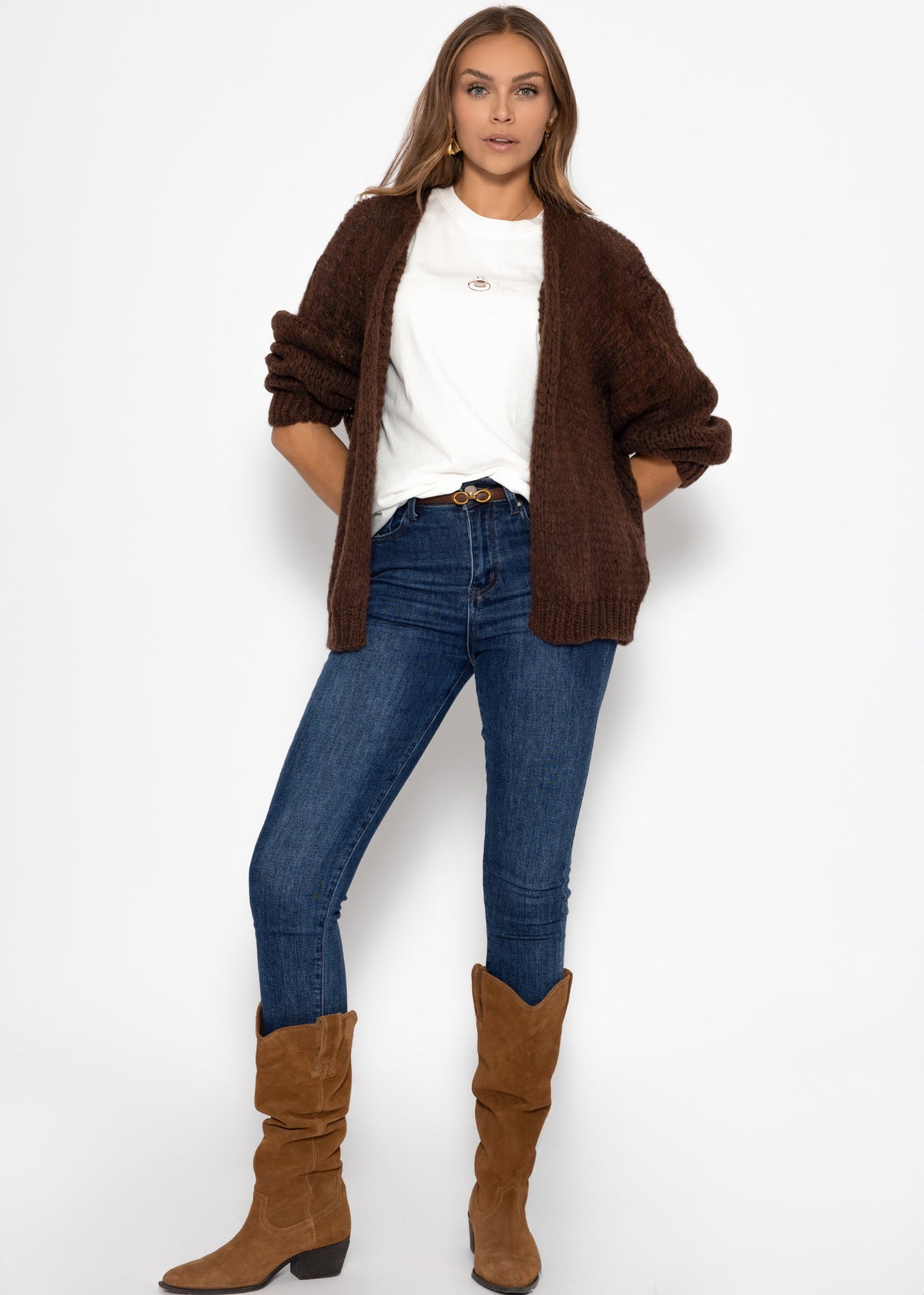 Oversize T-Shirt mit "Coffee Club" Print - offwhite