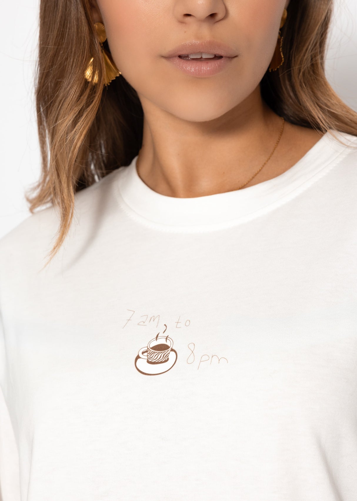 Oversize T-Shirt mit "Coffee Club" Print - offwhite