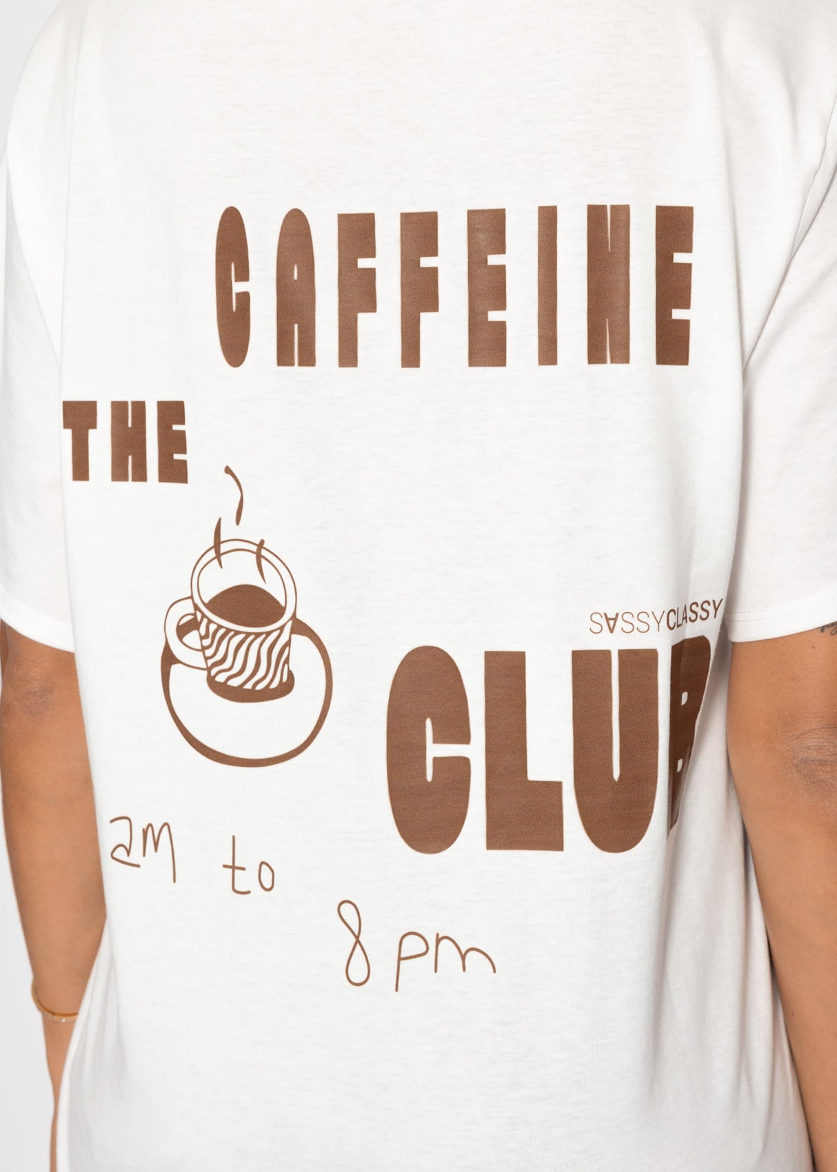 Oversize T-Shirt mit "Coffee Club" Print - offwhite
