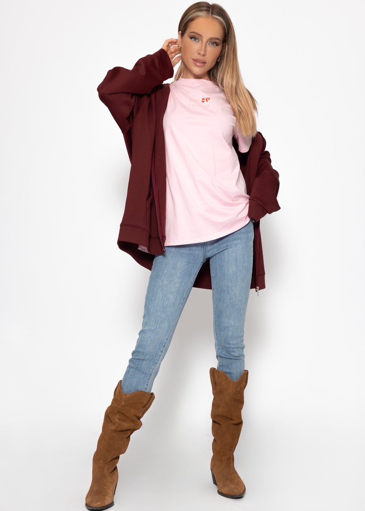Oversize T -shirt with print - pink